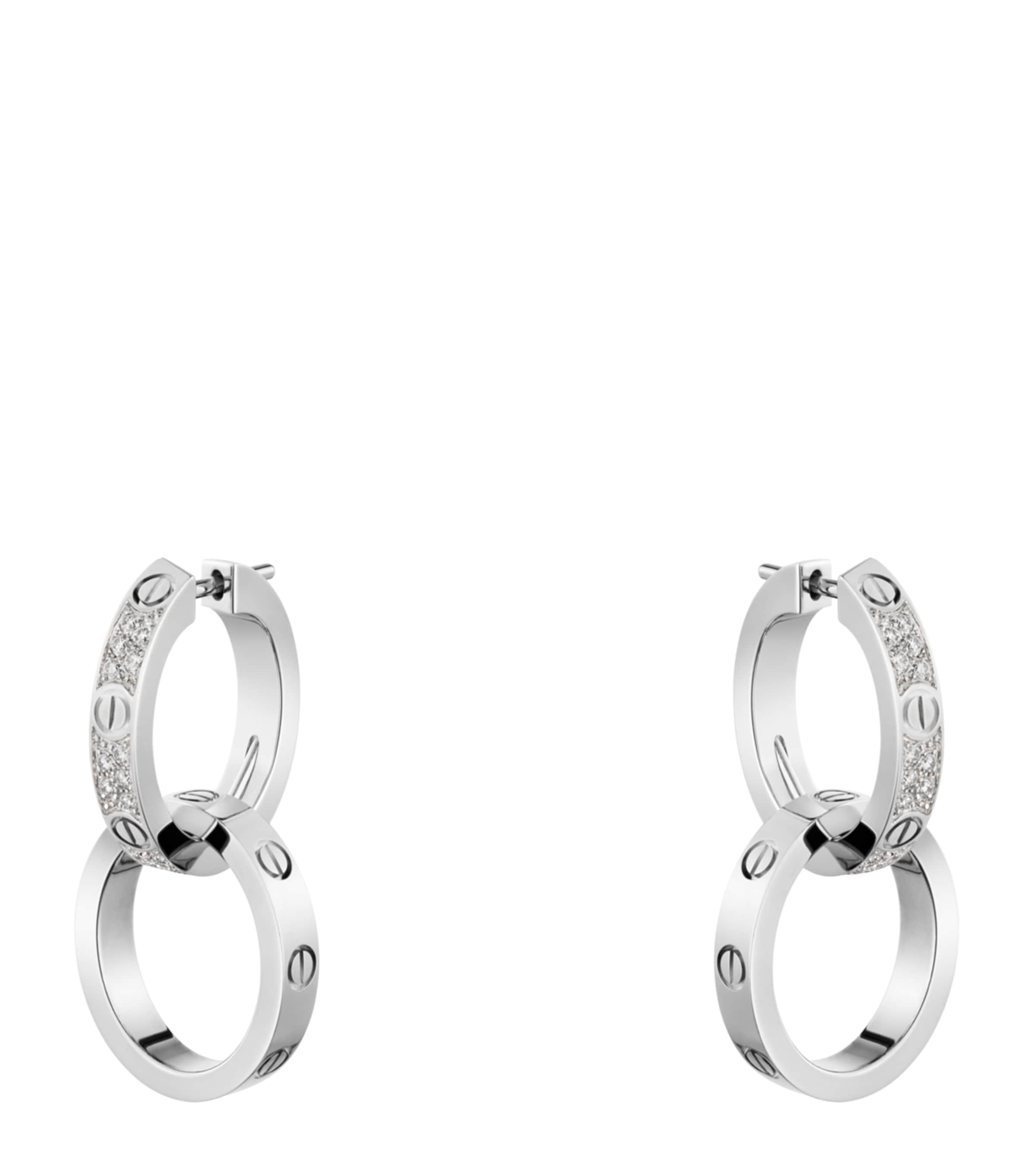 Cartier White Gold and Diamond LOVE Double Hoop Earrings White Gold