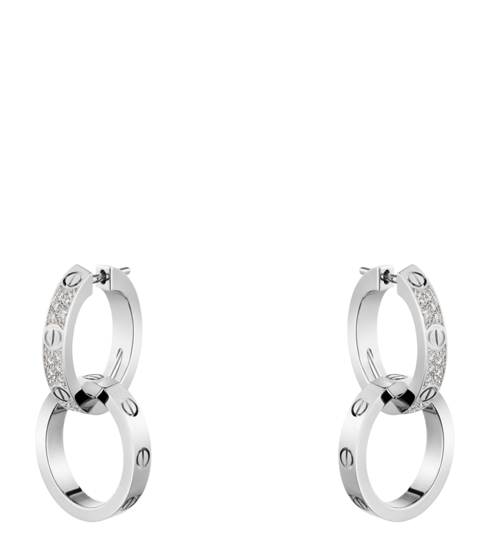 Cartier White Gold and Diamond LOVE Double Hoop Earrings White Gold