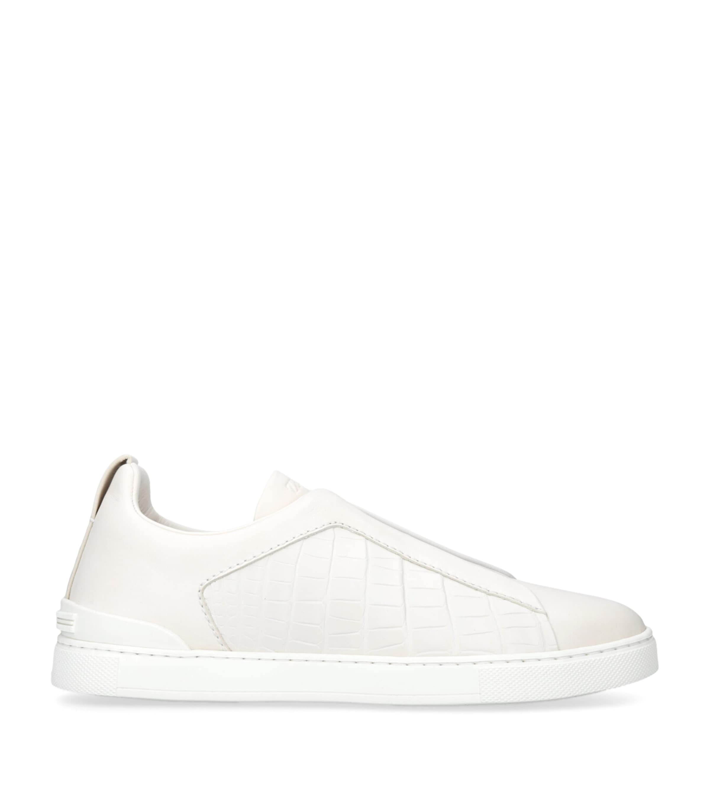 Crocodile Leather Triple Stitch Sneakers