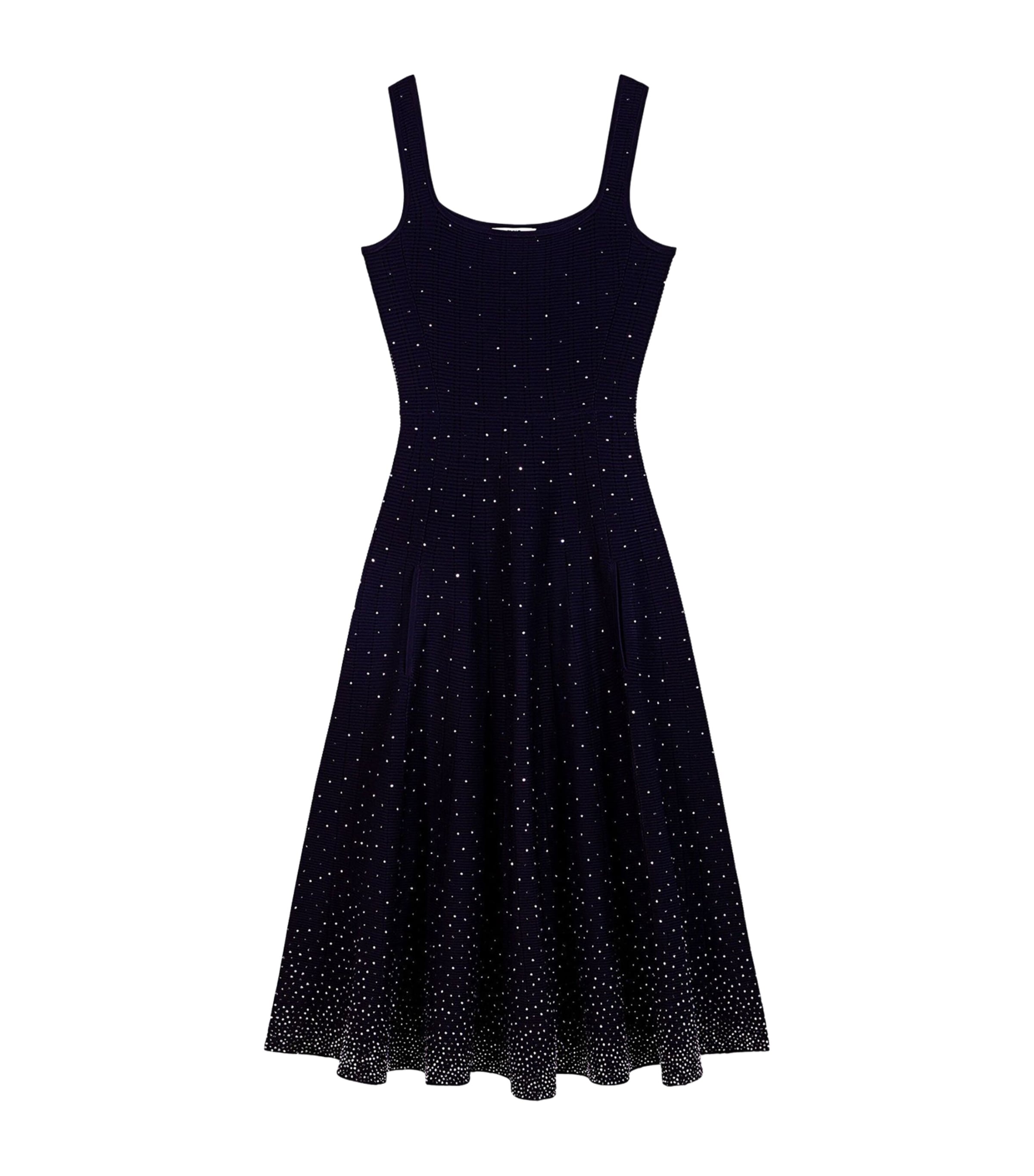 Maje Womens Rhinestone-Embellished Midi Dress Navy