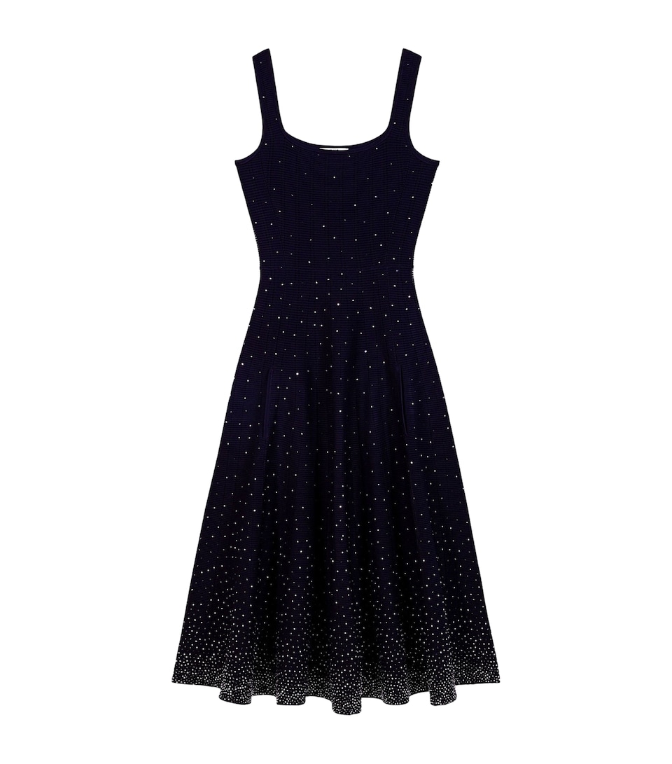 Maje Womens Rhinestone-Embellished Midi Dress Navy