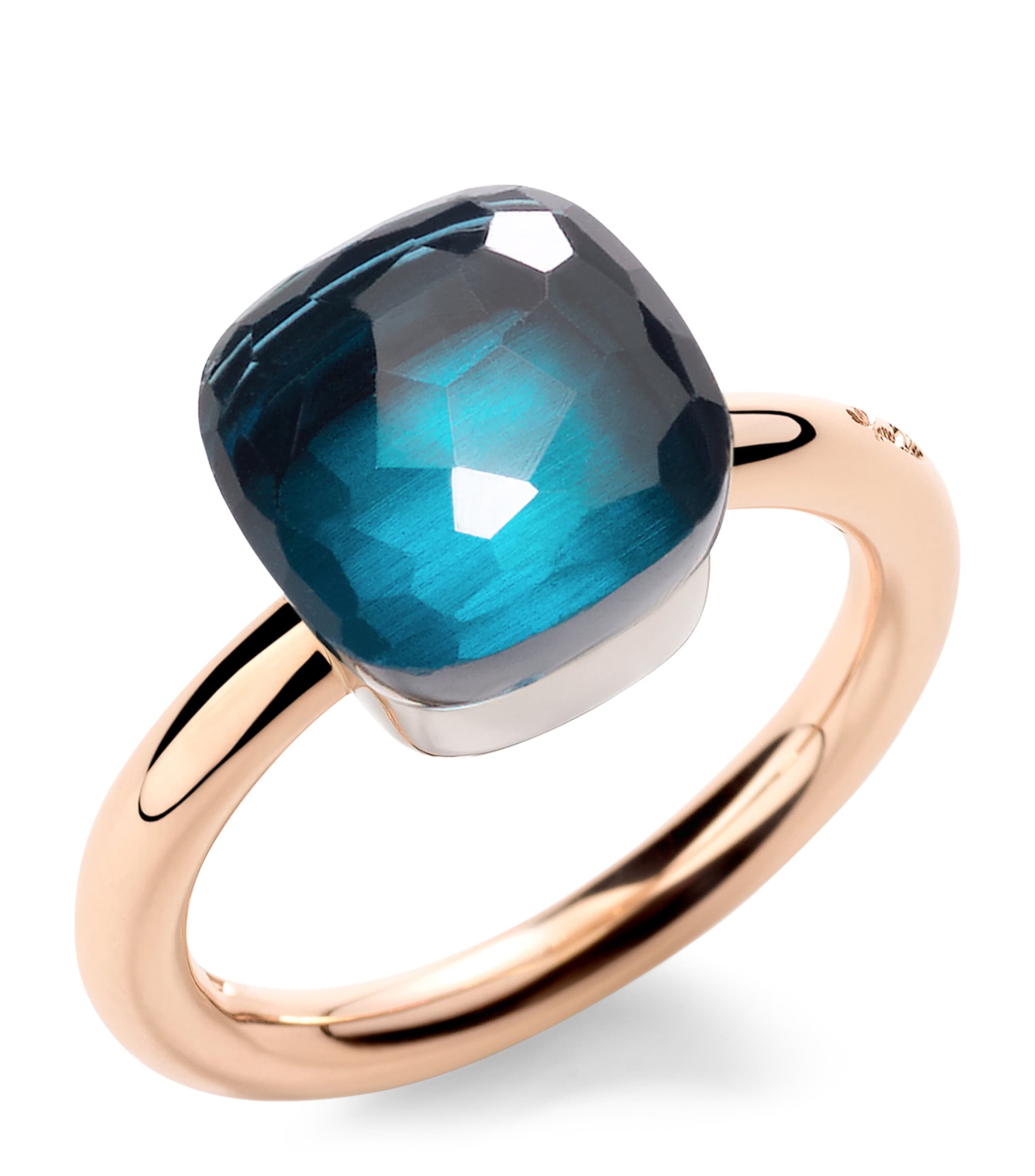 Pomellato Mixed Gold and Blue London Topaz Nudo Classic Ring