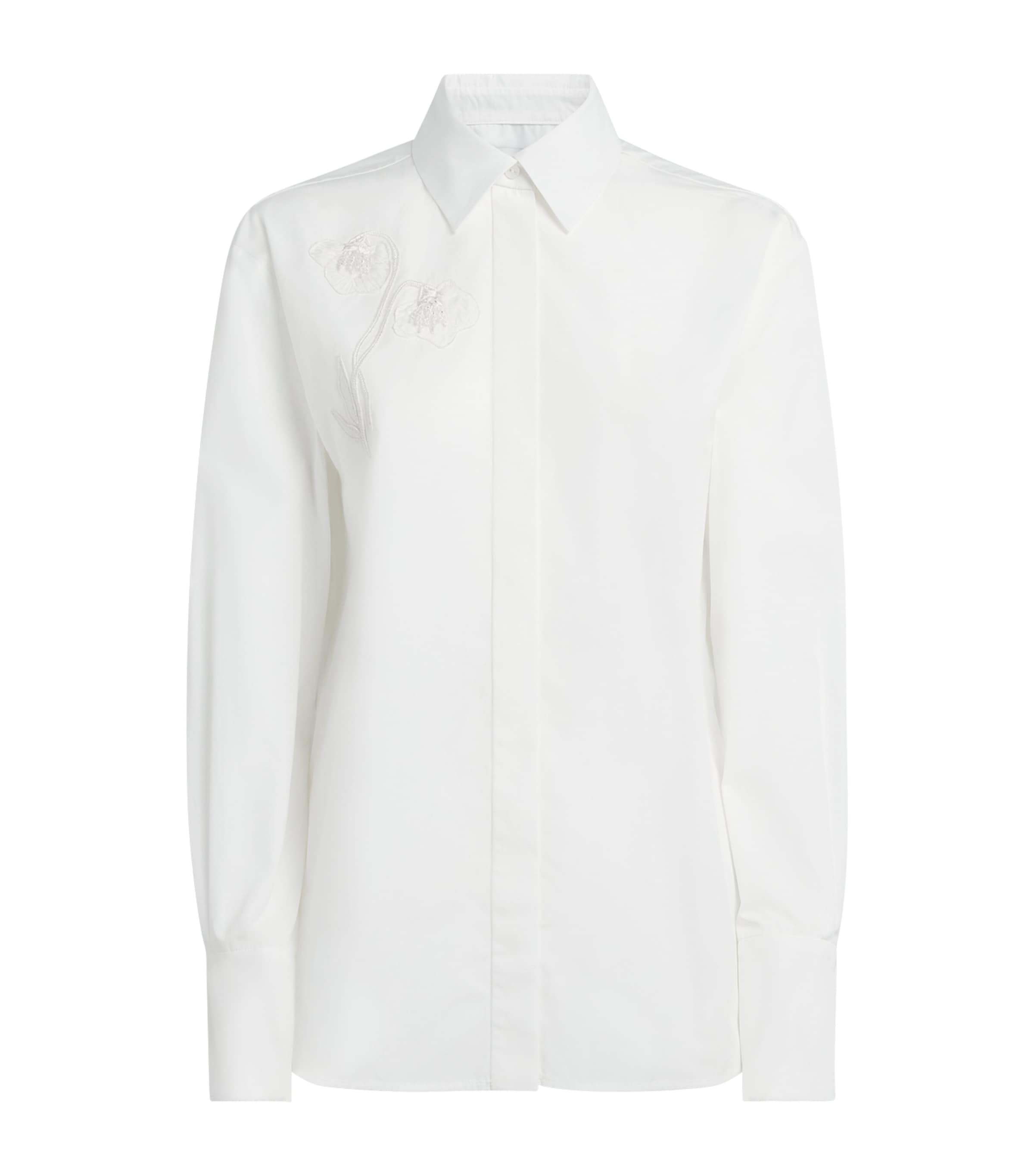 Erdem Womens Floral Embroidered Shirt White