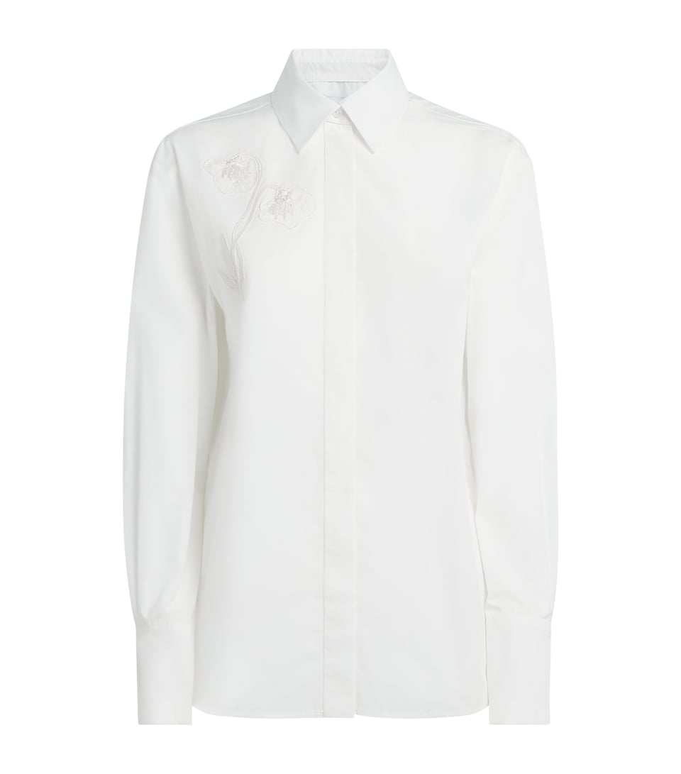 Erdem Womens Floral Embroidered Shirt White