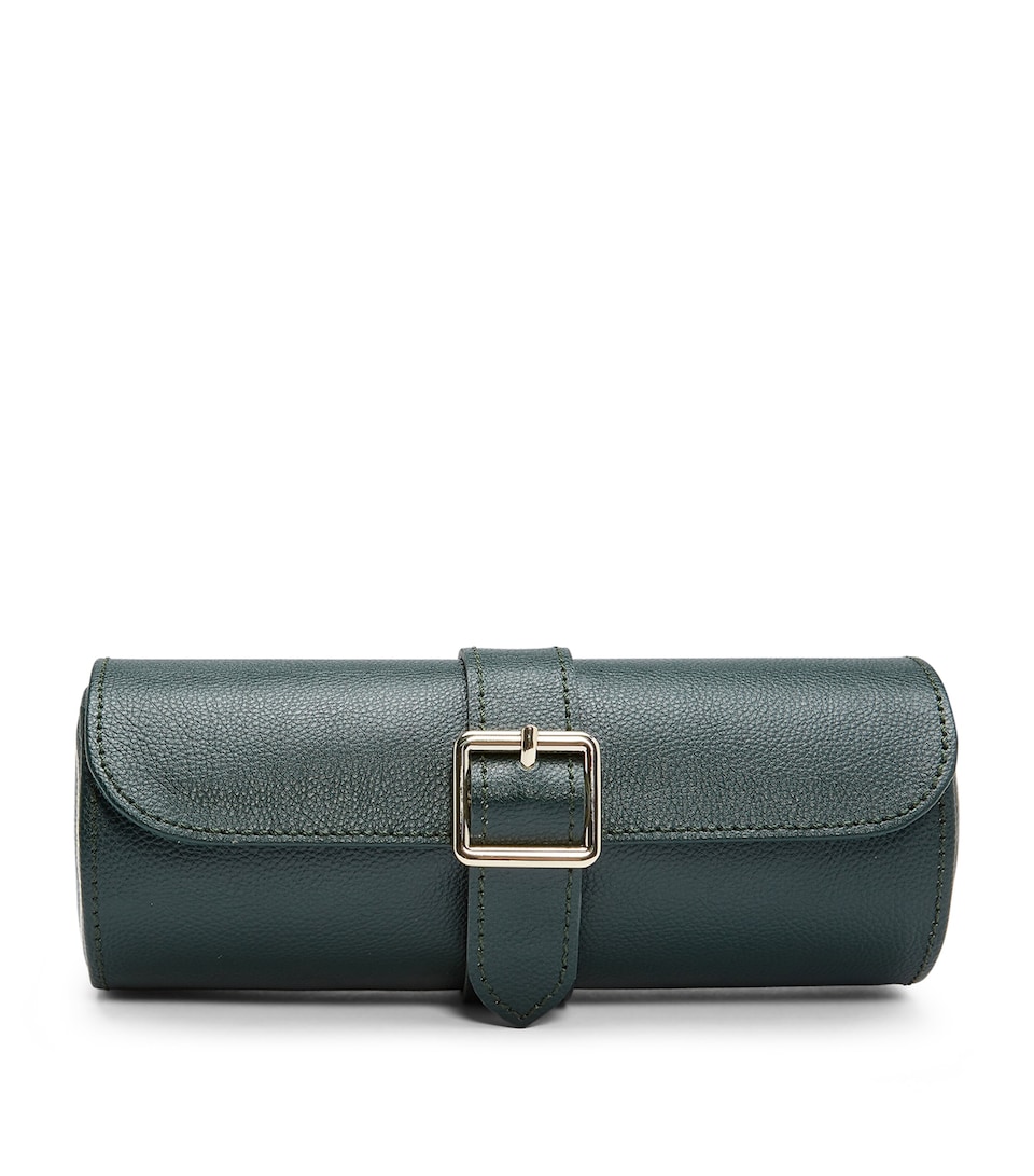 WOLF Vegan Leather Triple Watch Roll Green