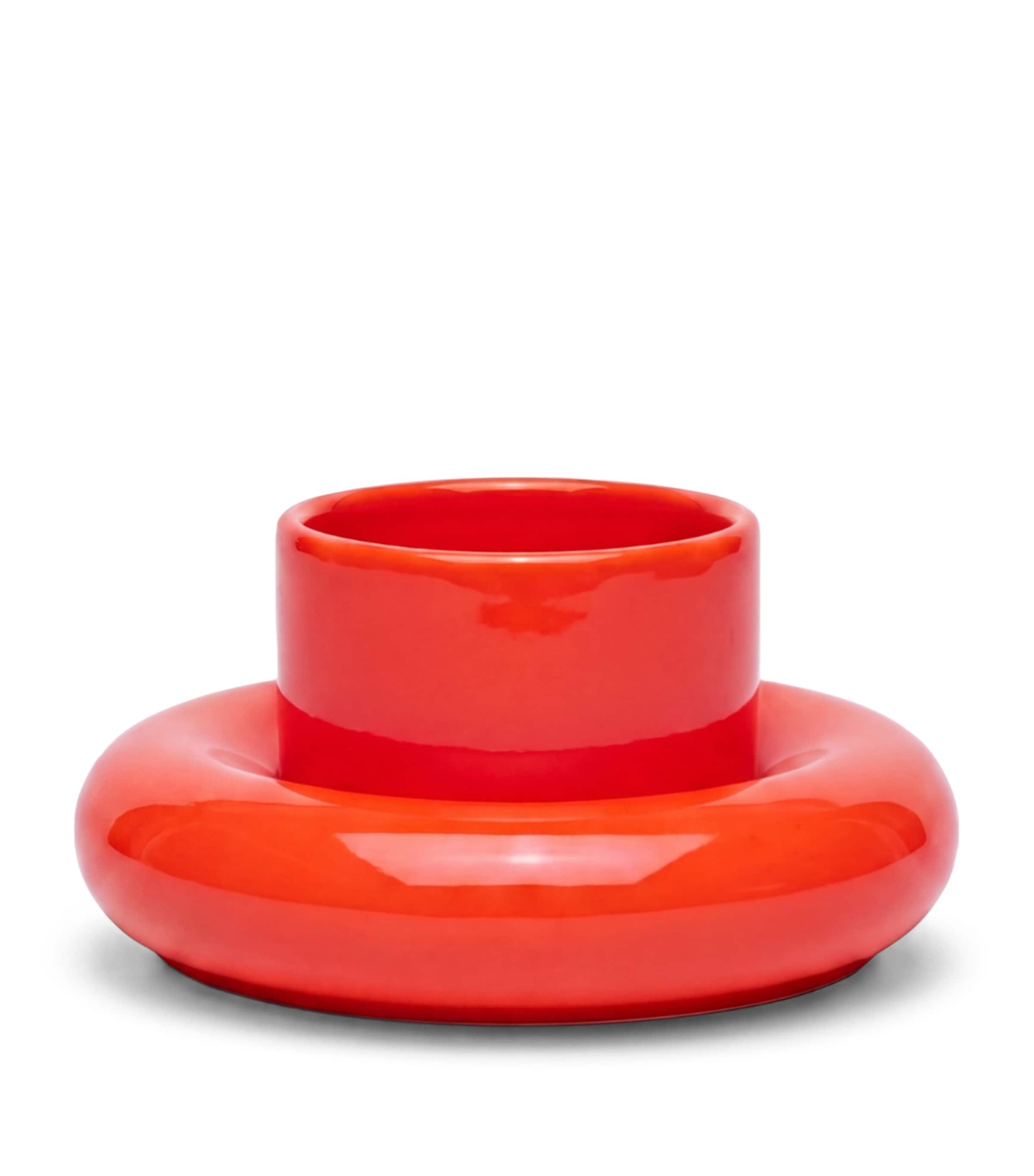 Gustaf Westman Glazed Ceramic Chunky Cup and Saucer Red