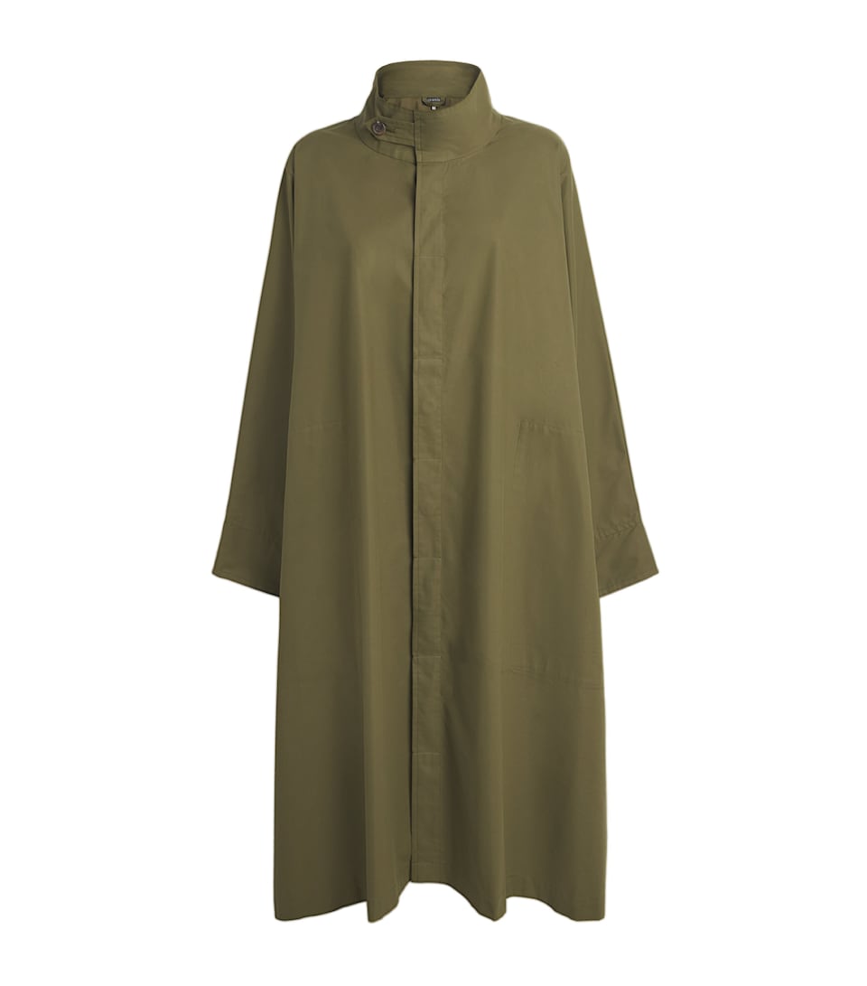 Eskandar Womens Cotton-Blend Drop-Shoulder Raincoat Olivedark