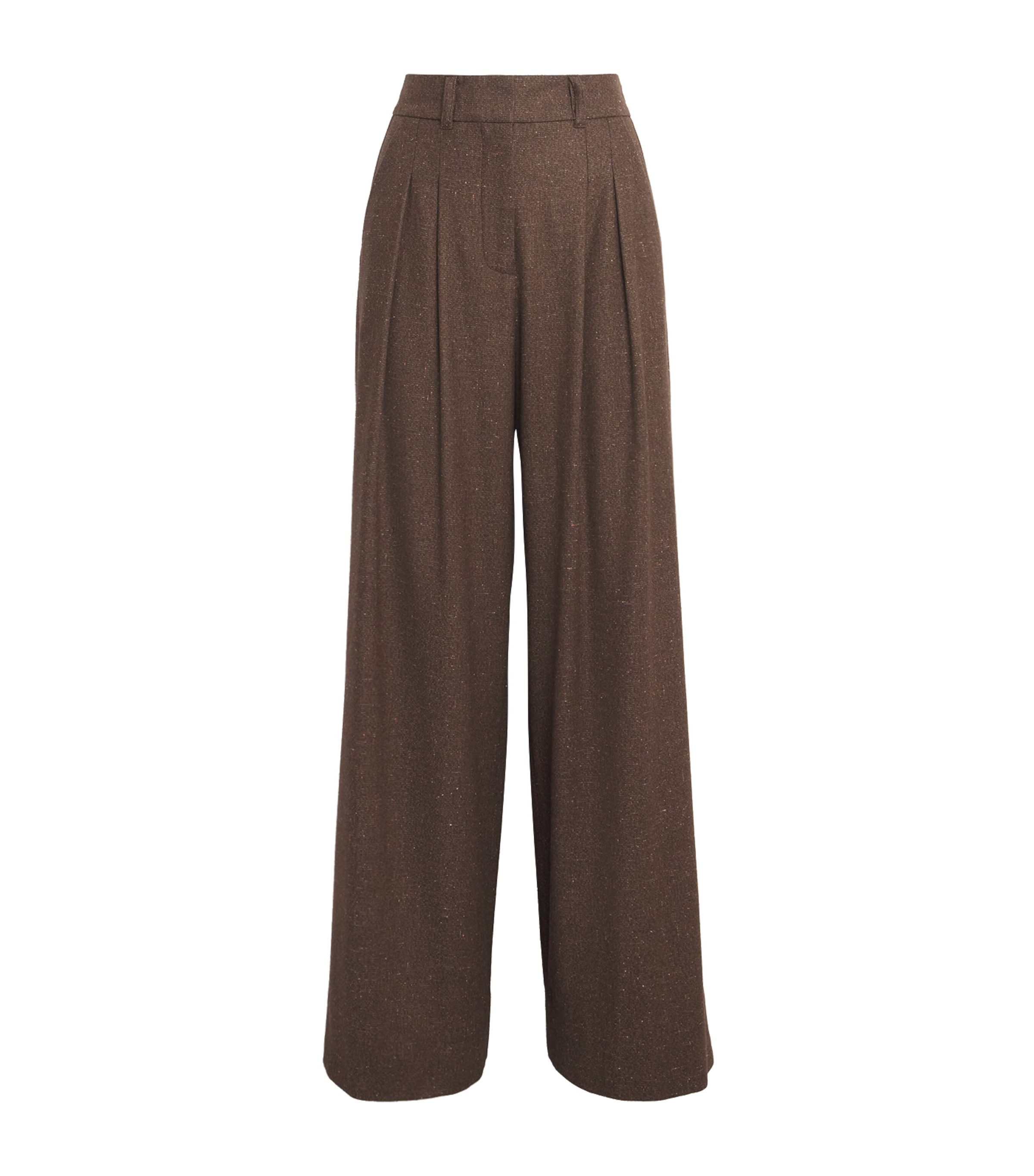 ME+EM Womens Pleated Wide-Leg Trousers Chocolate Brown