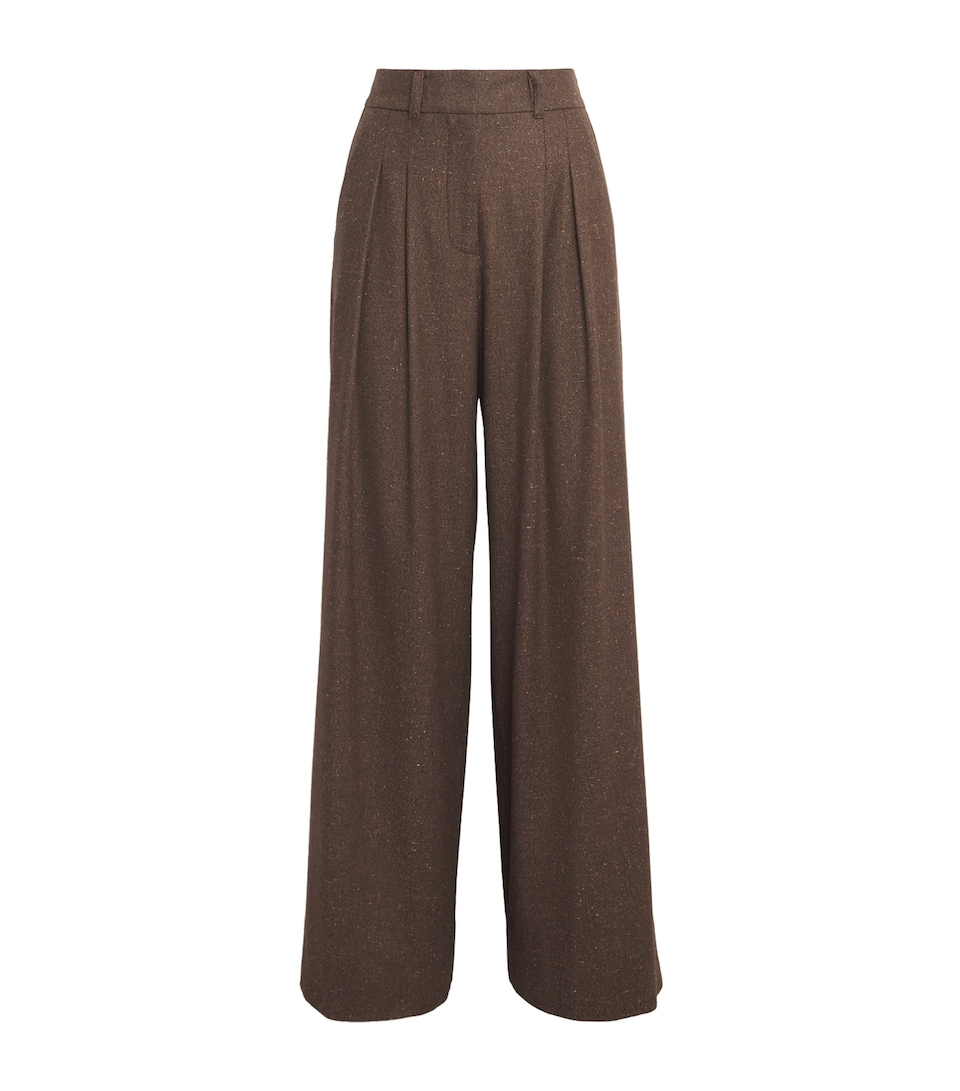 ME+EM Womens Pleated Wide-Leg Trousers Chocolate Brown