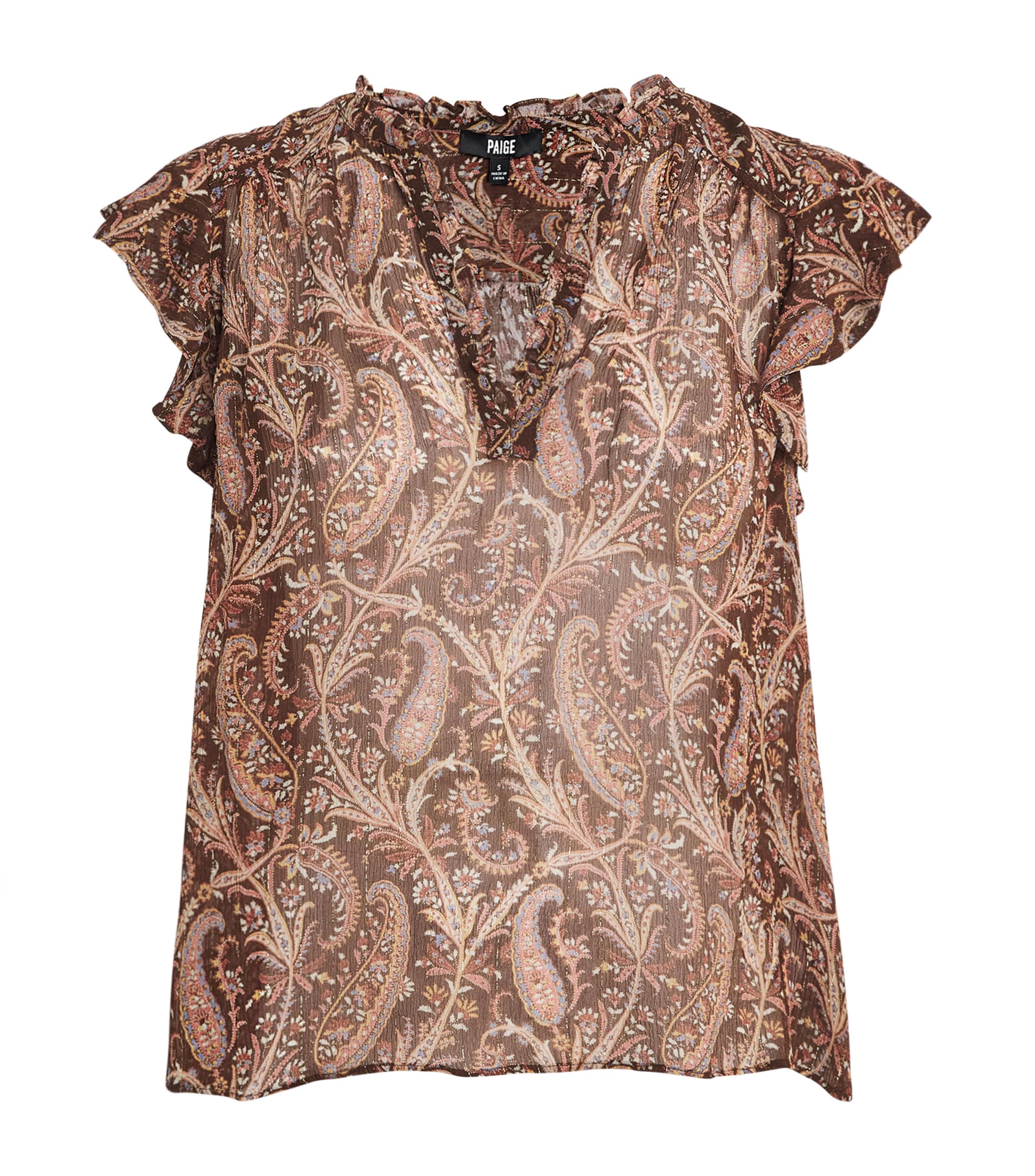 PAIGE Womens Silk Cornelia Blouse Oak Multi
