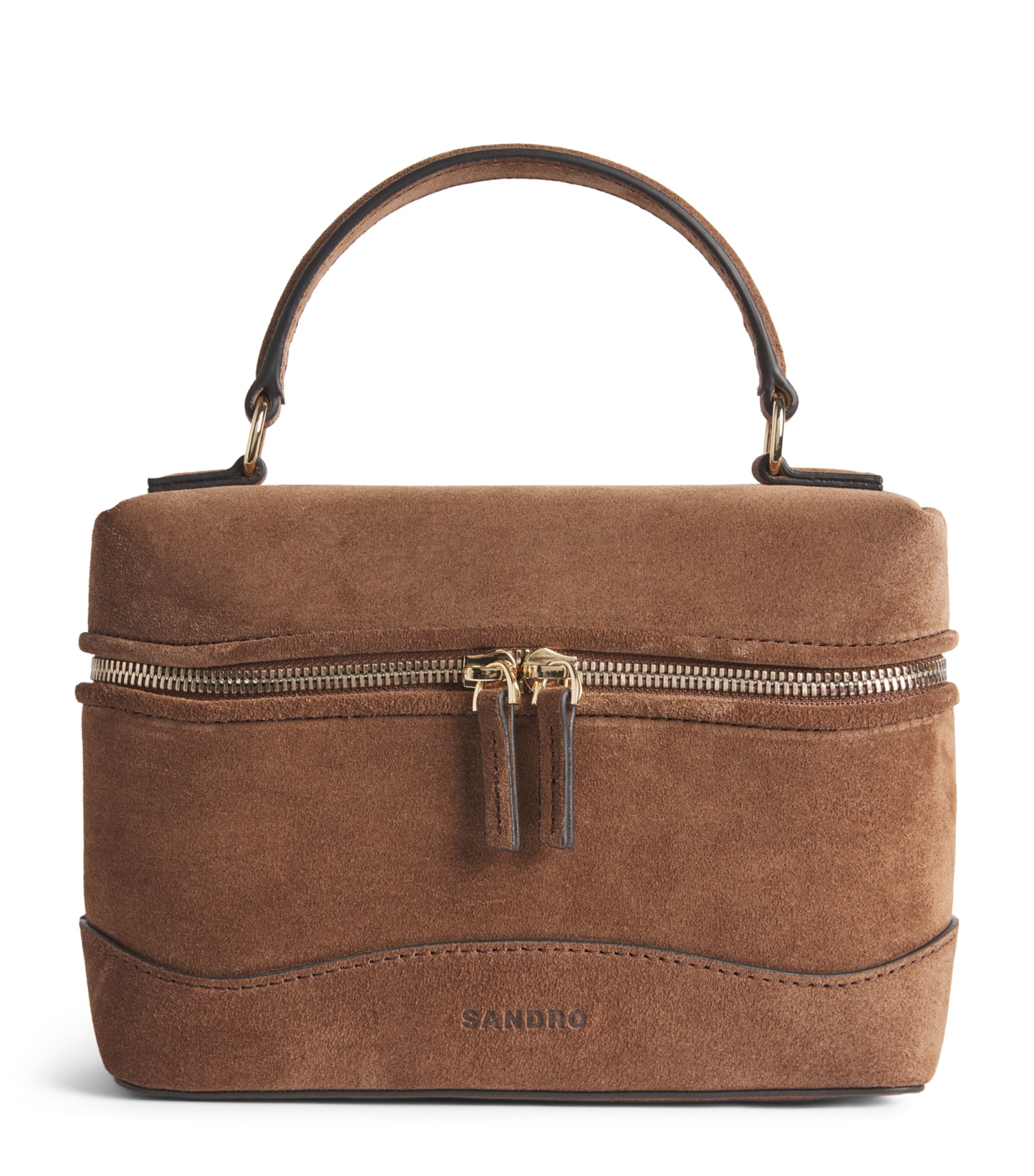Sandro Paris Suede Tangolino Vanity Bag Brown