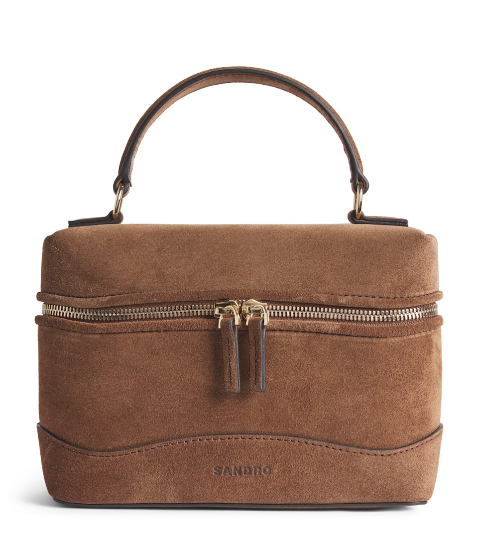 Sandro Paris Suede Tangolino Vanity Bag Brown