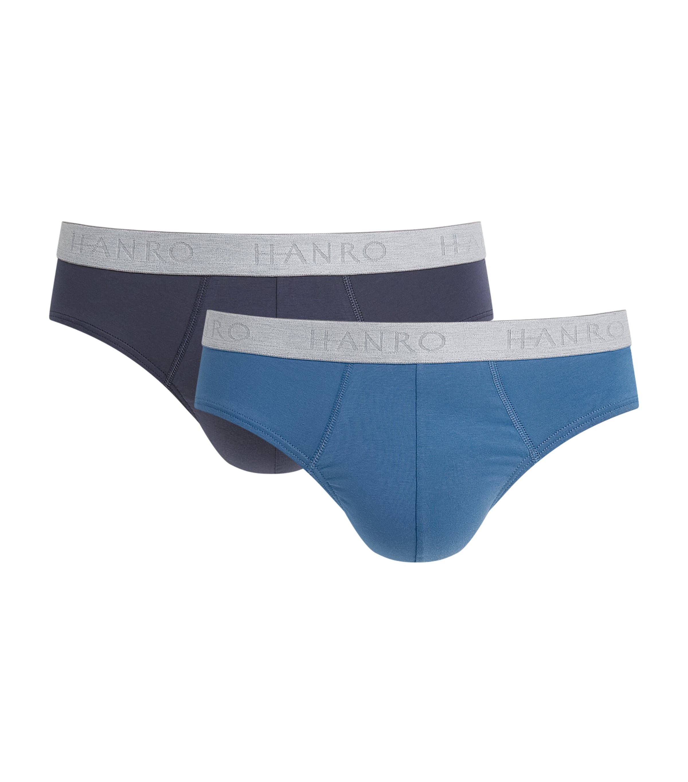 Hanro Mens Stretch-Cotton Essentials Briefs (Pack of 2) Stormy Gra