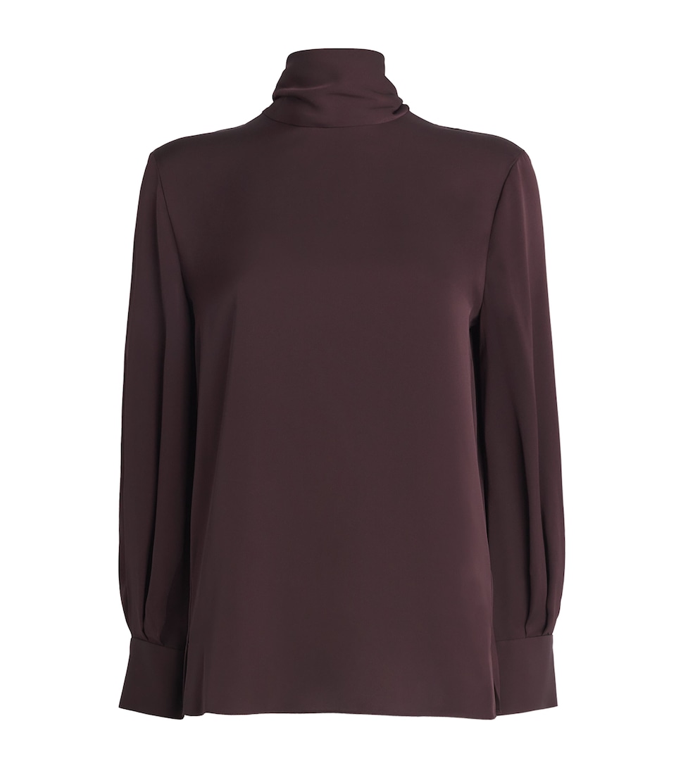 Satin Scarf-Neck Blouse