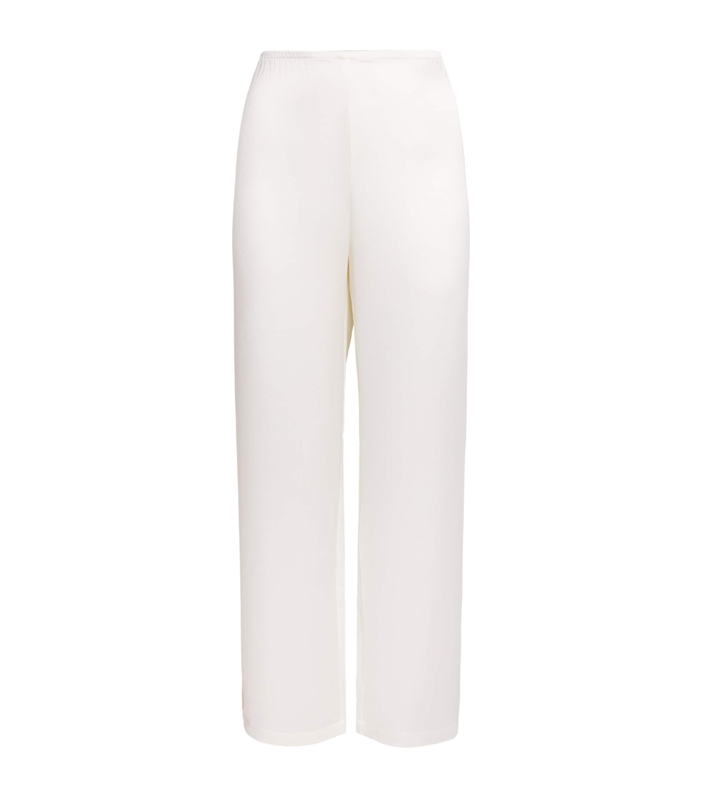 LESET Womens Satin Barb Wide-Leg Trousers Optic White