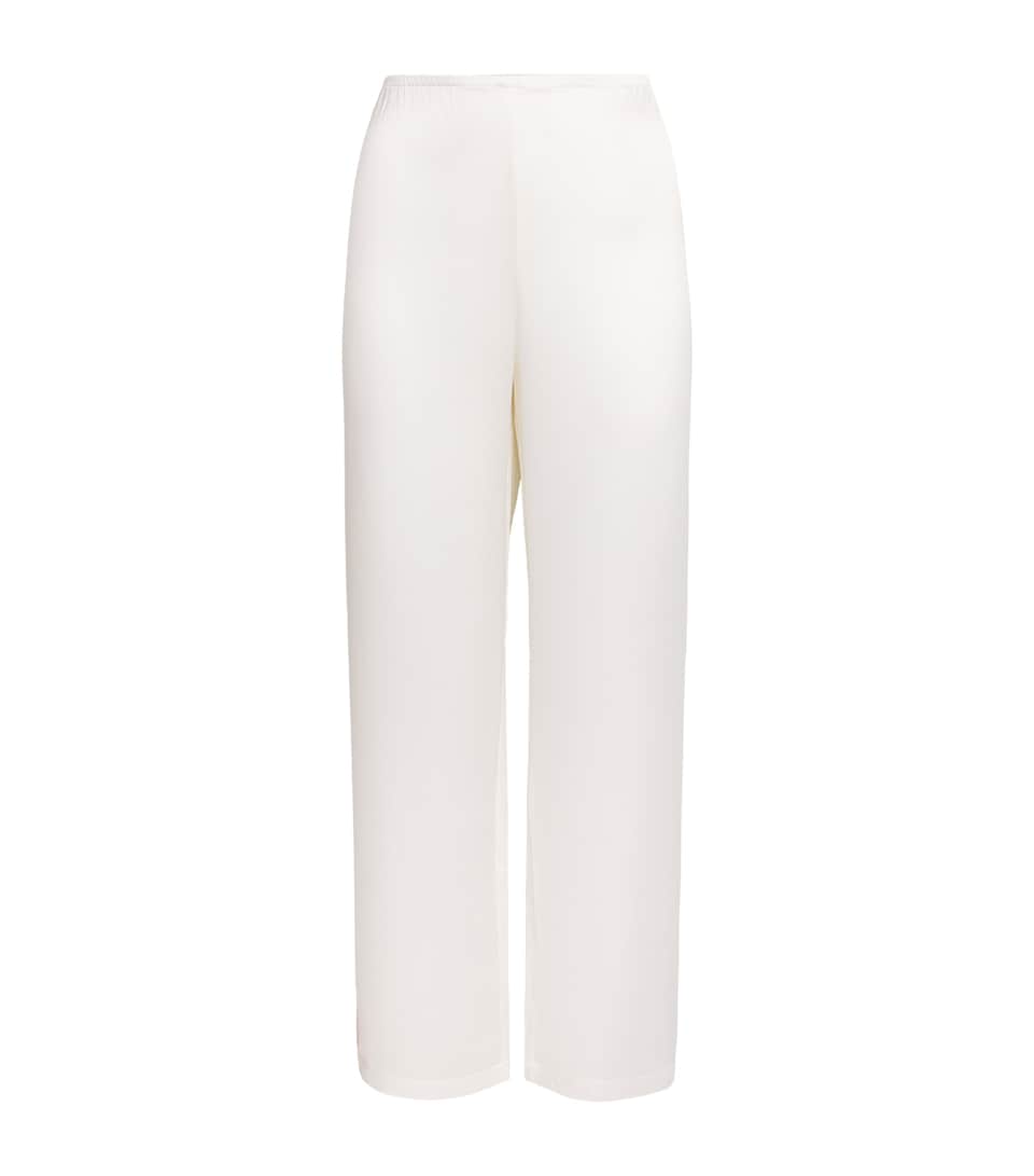 LESET Womens Satin Barb Wide-Leg Trousers Optic White