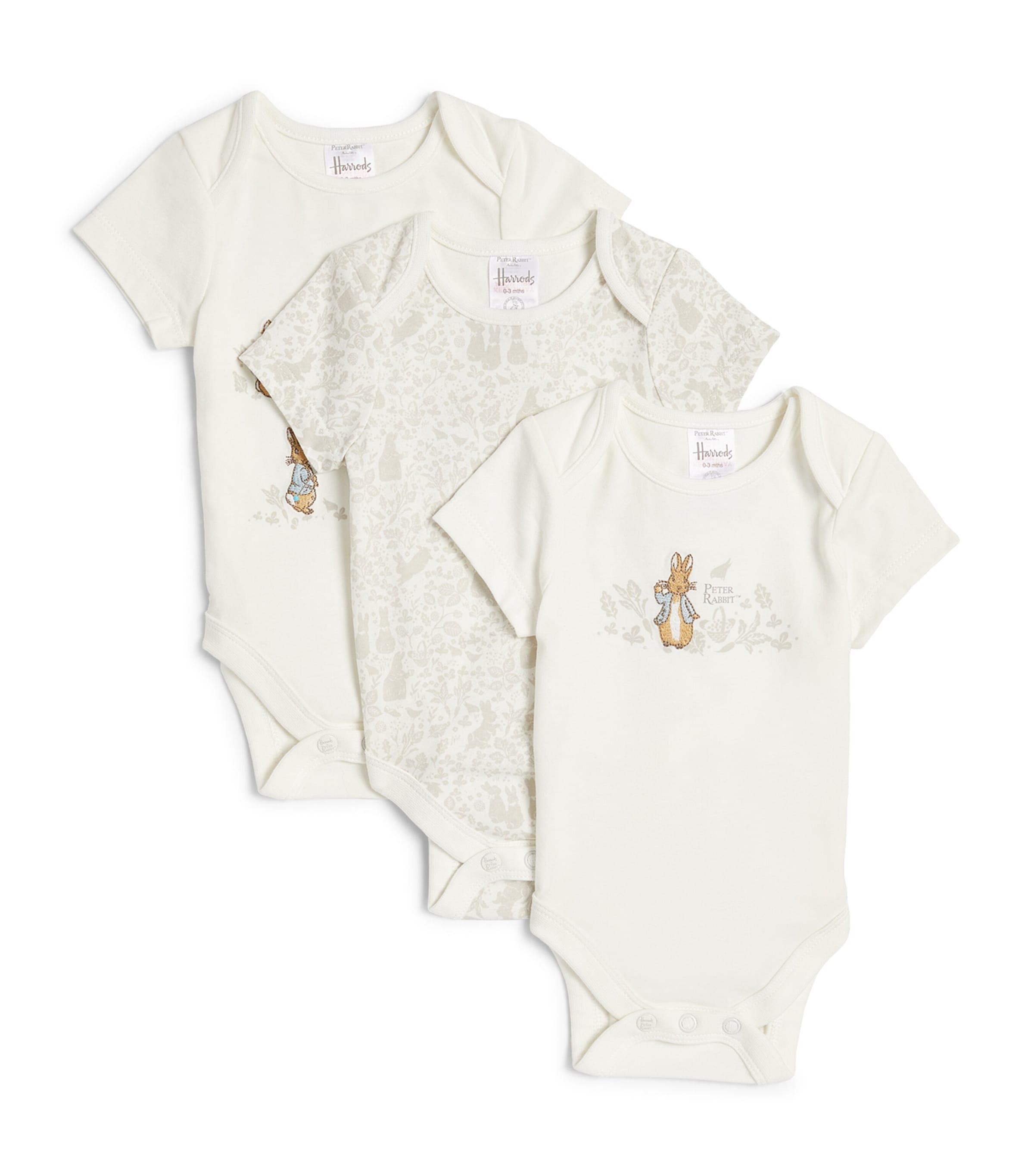 Harrods Peter Rabbit Embroidered Playsuits (Set of 3) White