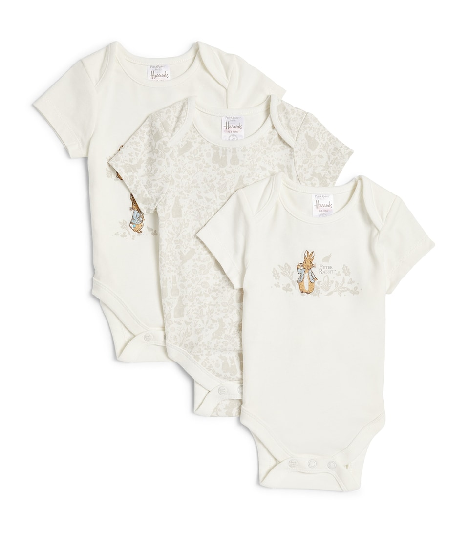 Harrods Peter Rabbit Embroidered Playsuits (Set of 3) White