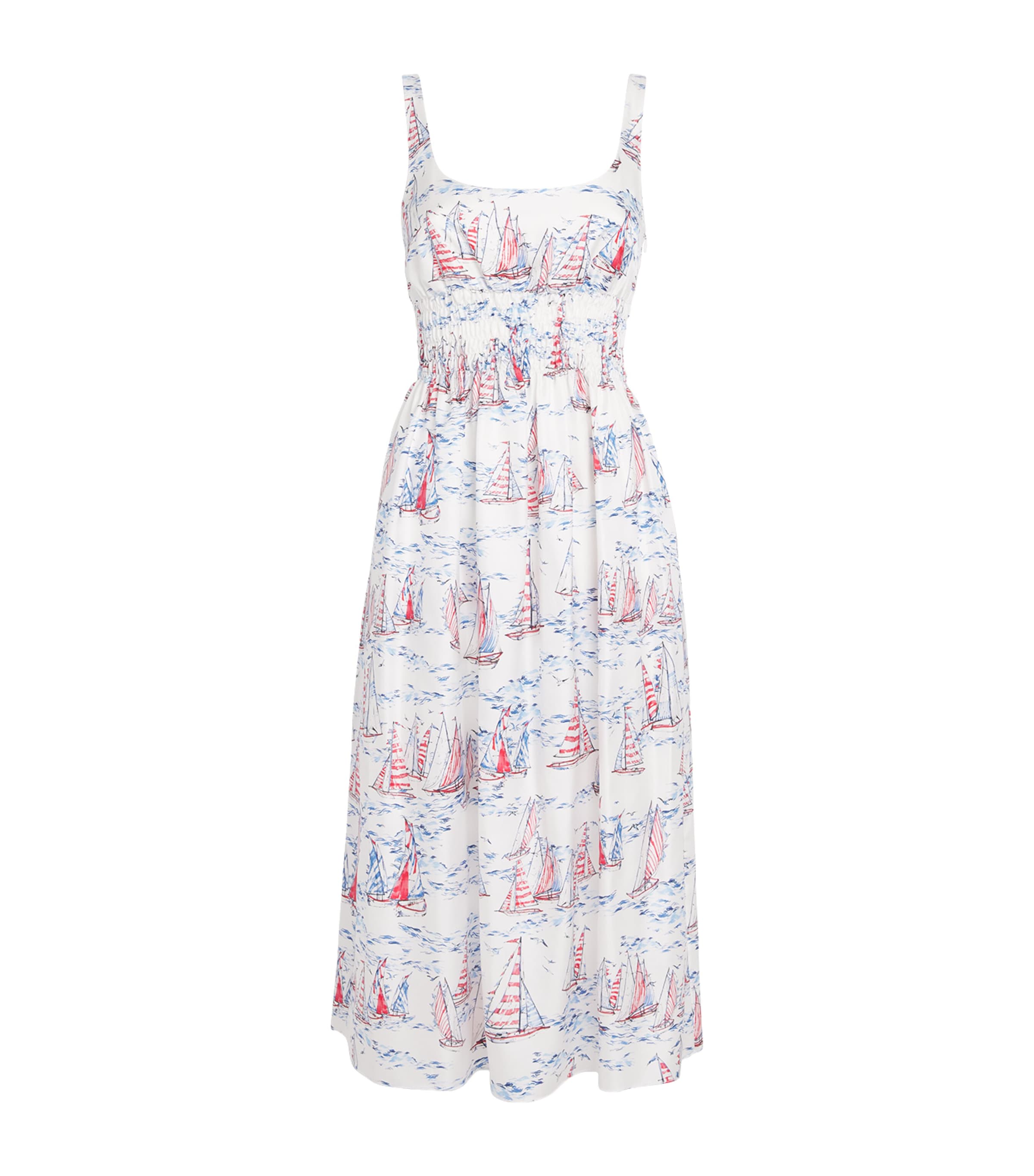 Emilia Wickstead Womens Silk Printed Giovanna Midi Dress Boat Print