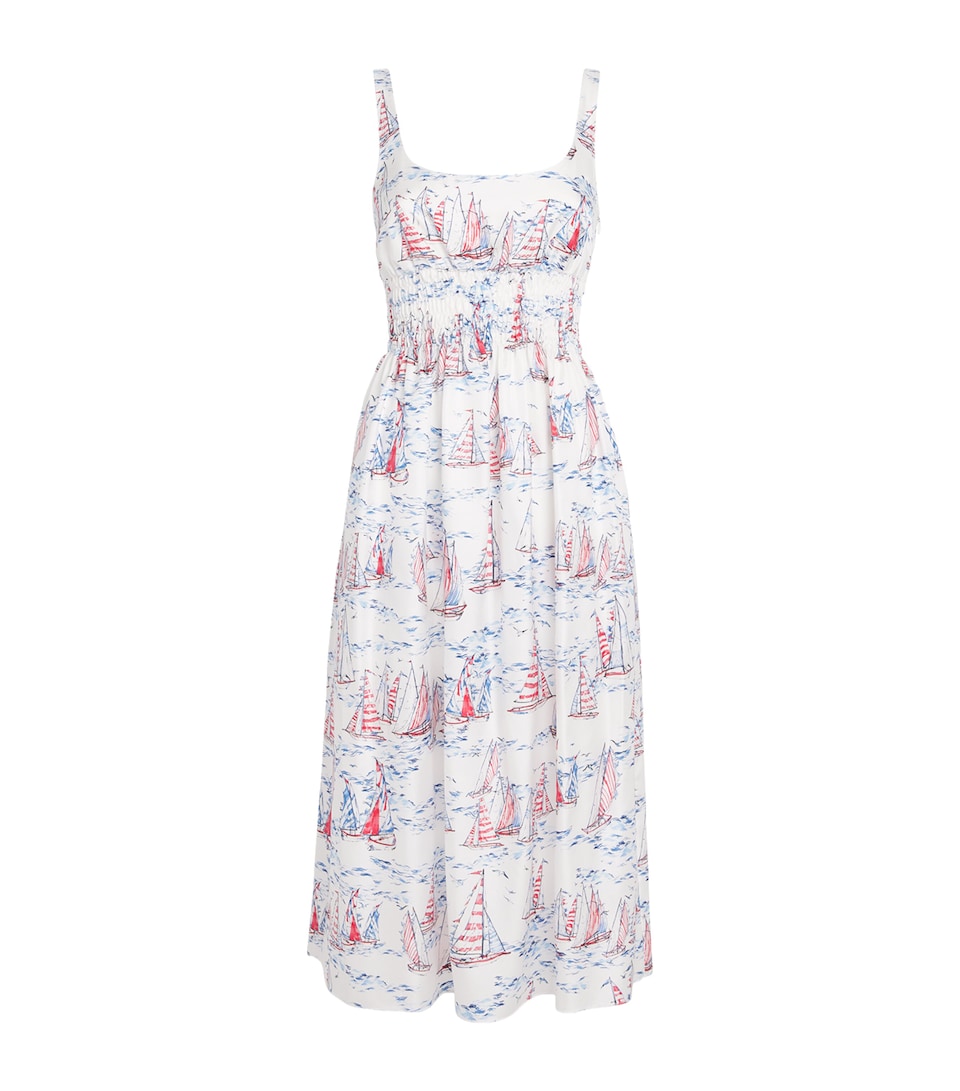 Emilia Wickstead Womens Silk Printed Giovanna Midi Dress Boat Print