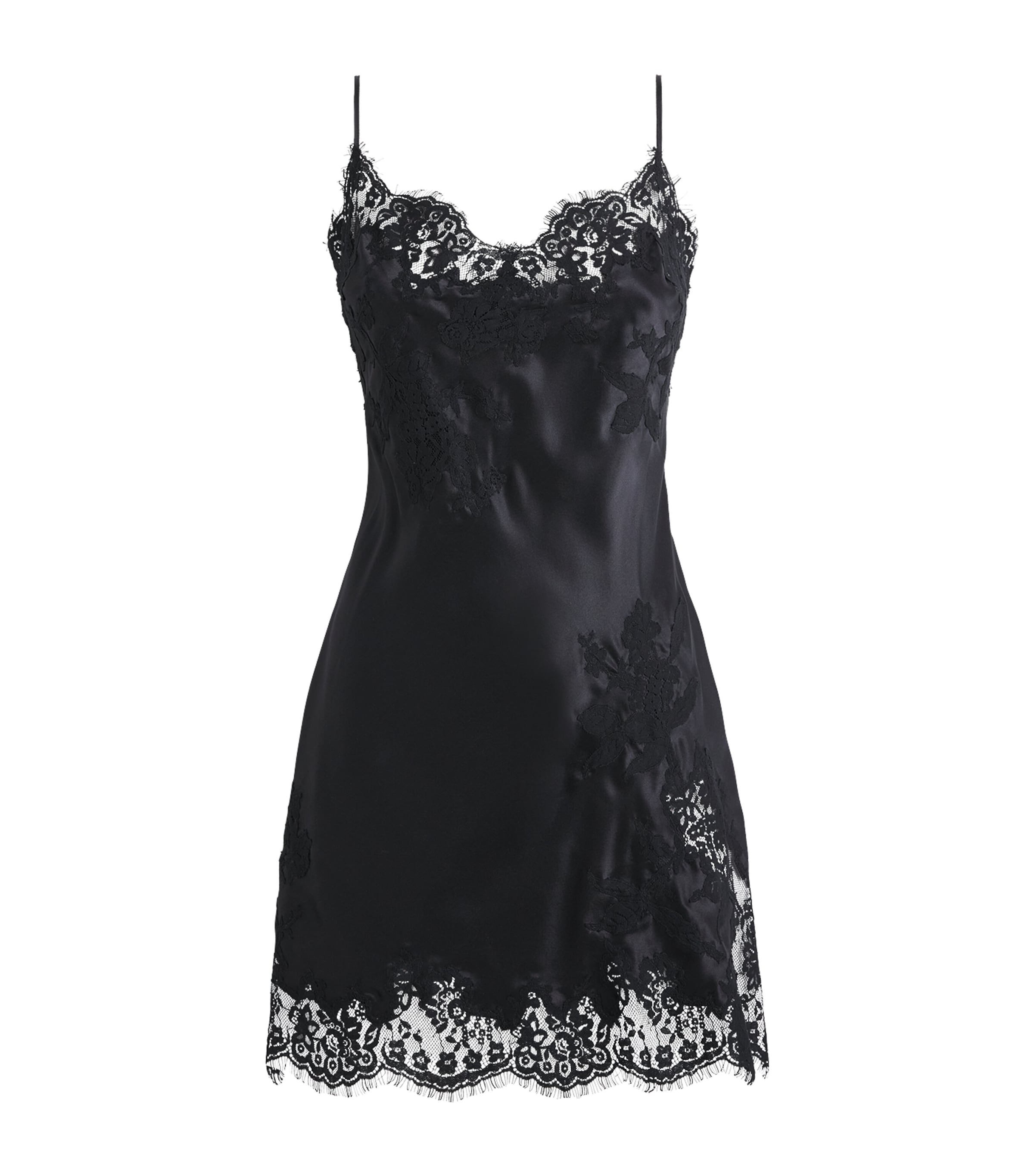 Marjolaine Womens Silk Floral Tess Slip Dress Noir