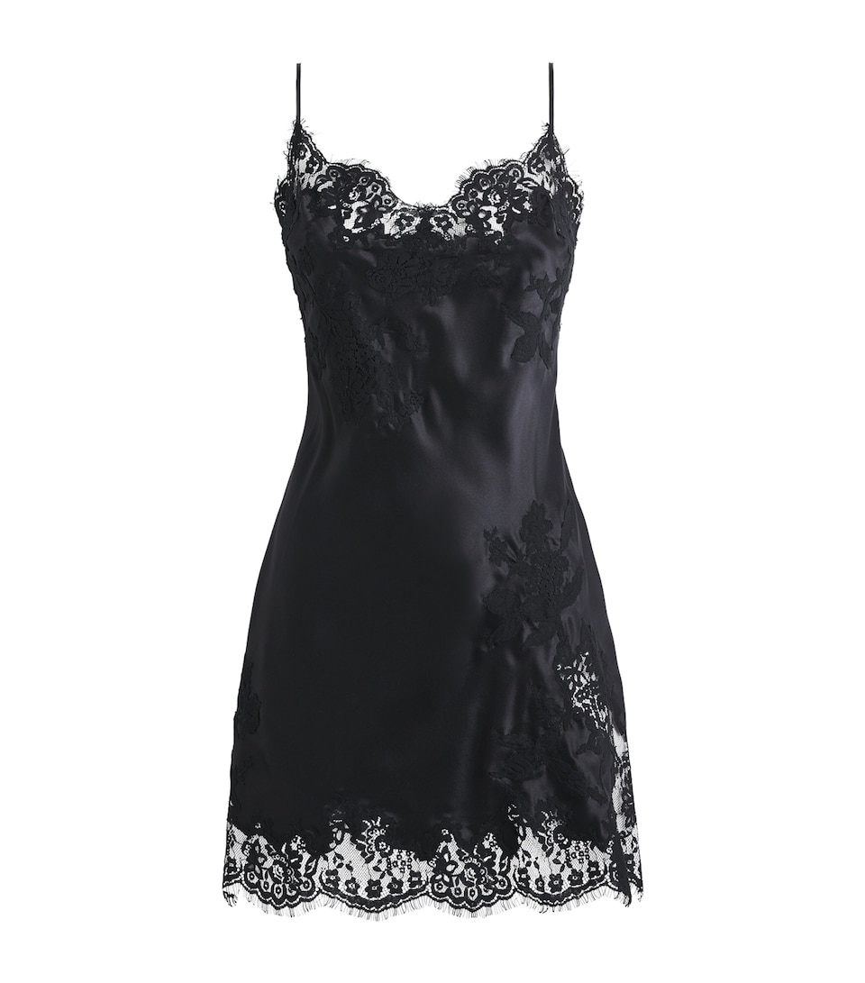 Marjolaine Womens Silk Floral Tess Slip Dress Noir