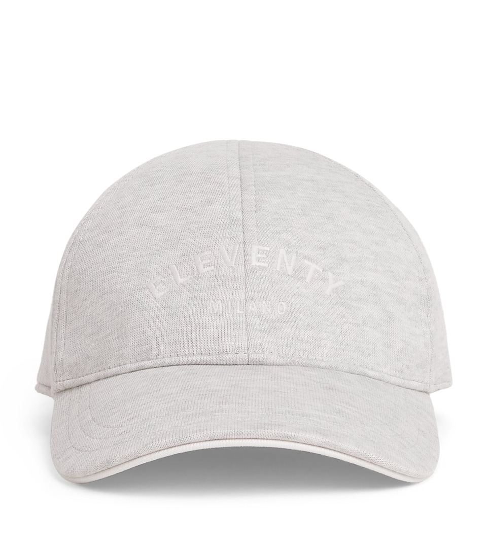 Eleventy Cotton Logo Baseball Cap Gr Chiaro, Bianco