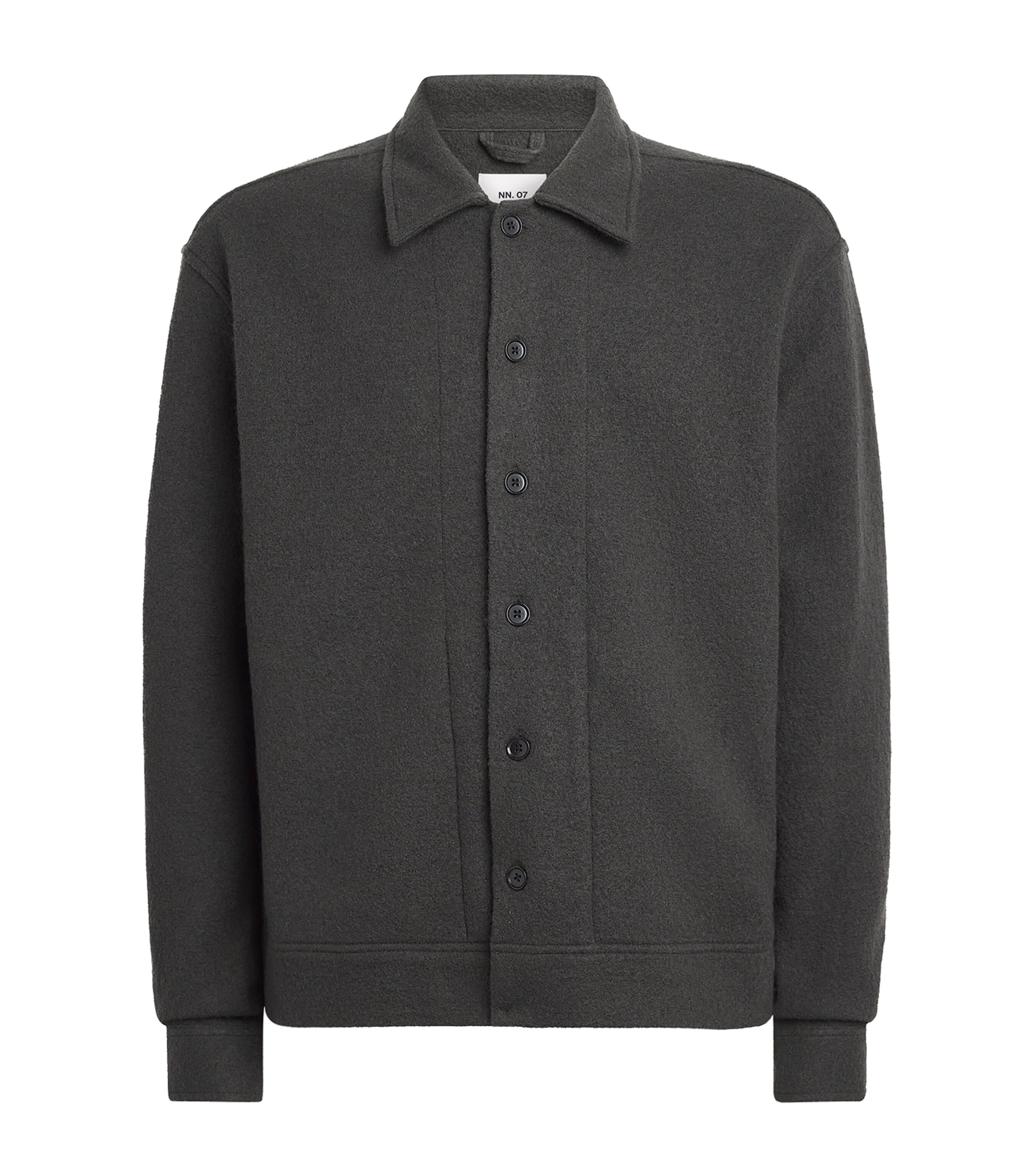 NN.07 Mens Merino Wool Reed Overshirt Dark Army