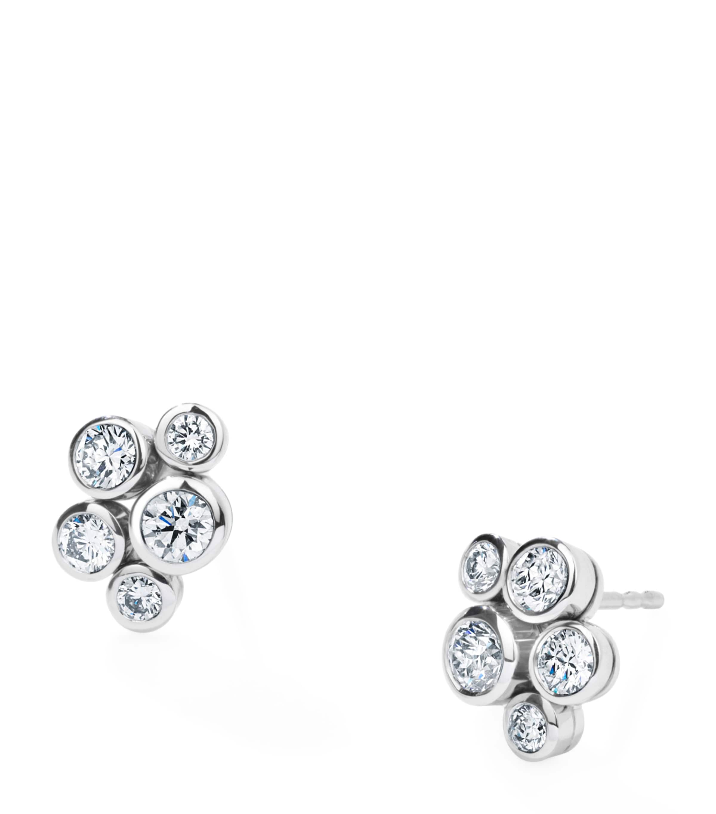 Boodles Platinum and Diamond Raindance Cluster Stud Earrings Platinum