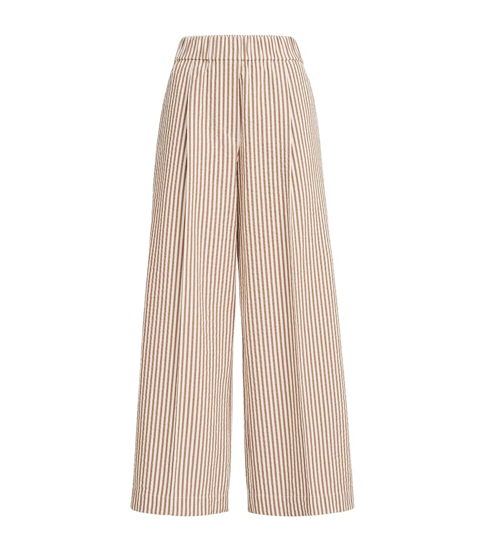 Brunello Cucinelli Womens Techno-Cotton Stripe Wide-Leg Trousers
