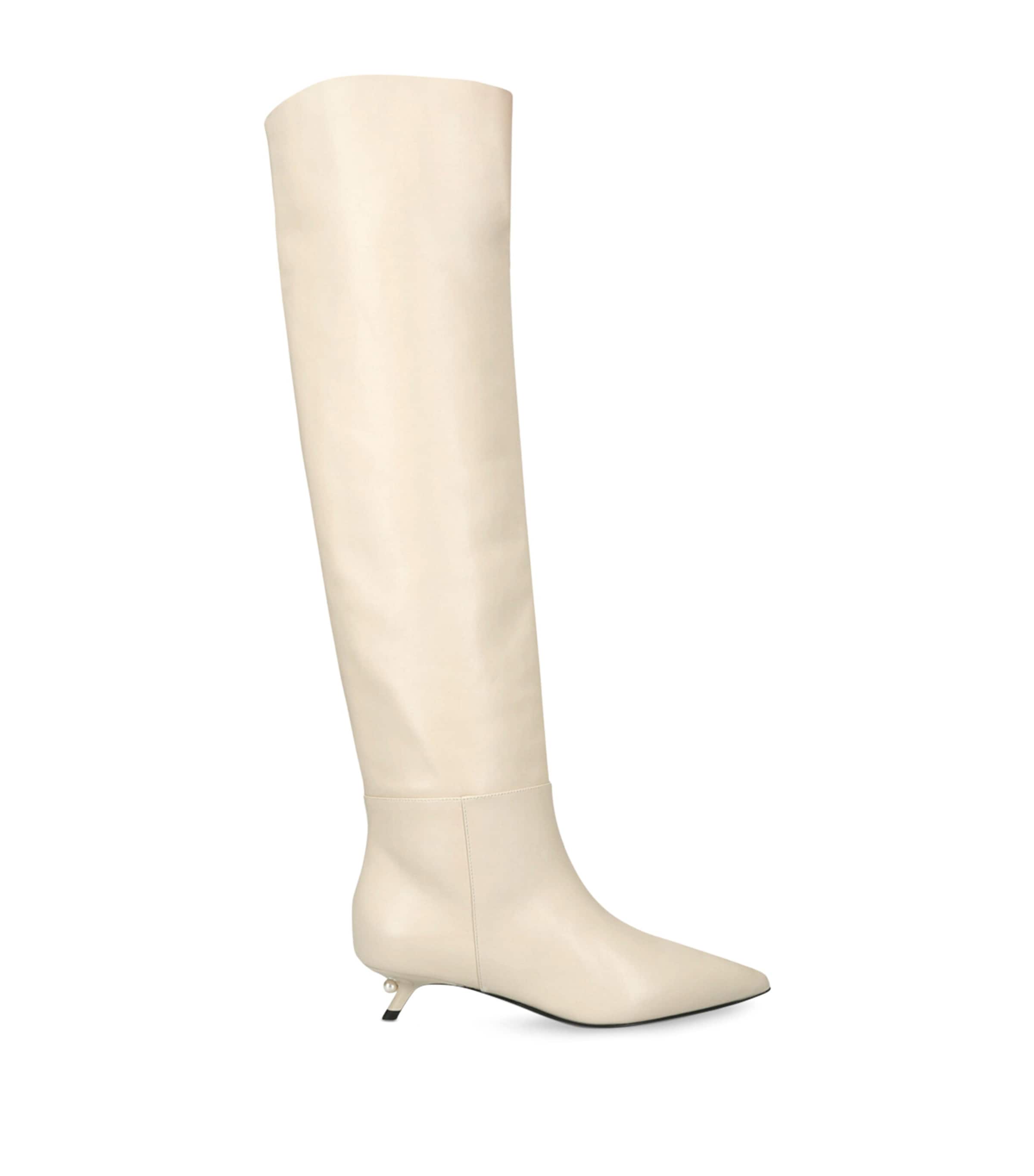Leather Derby Knee-High Boots 35