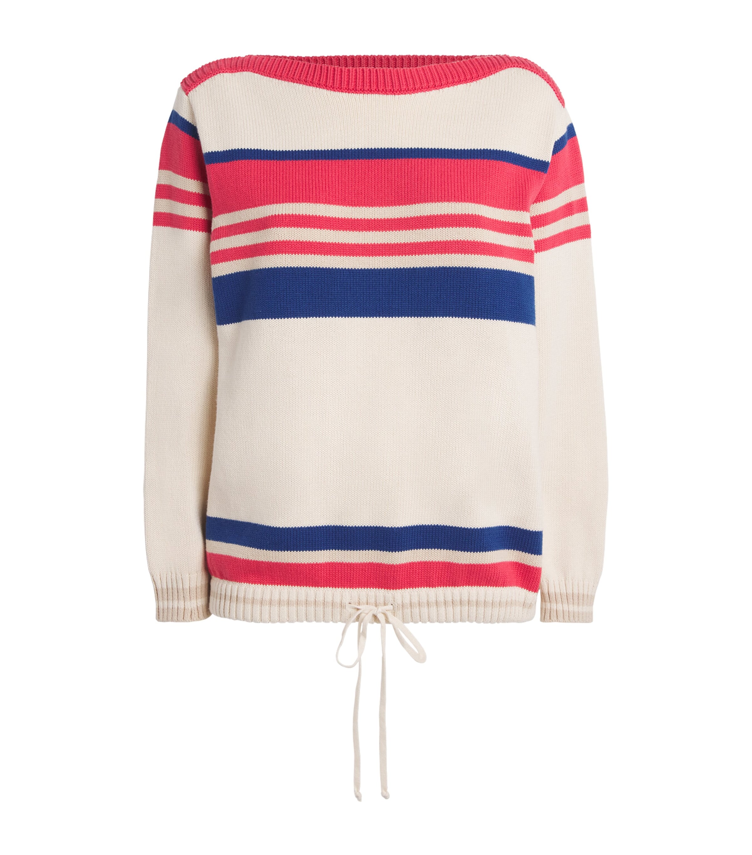 MOTHER Womens Cotton Striped Skipper Sweater Ivory Red Multi Strp