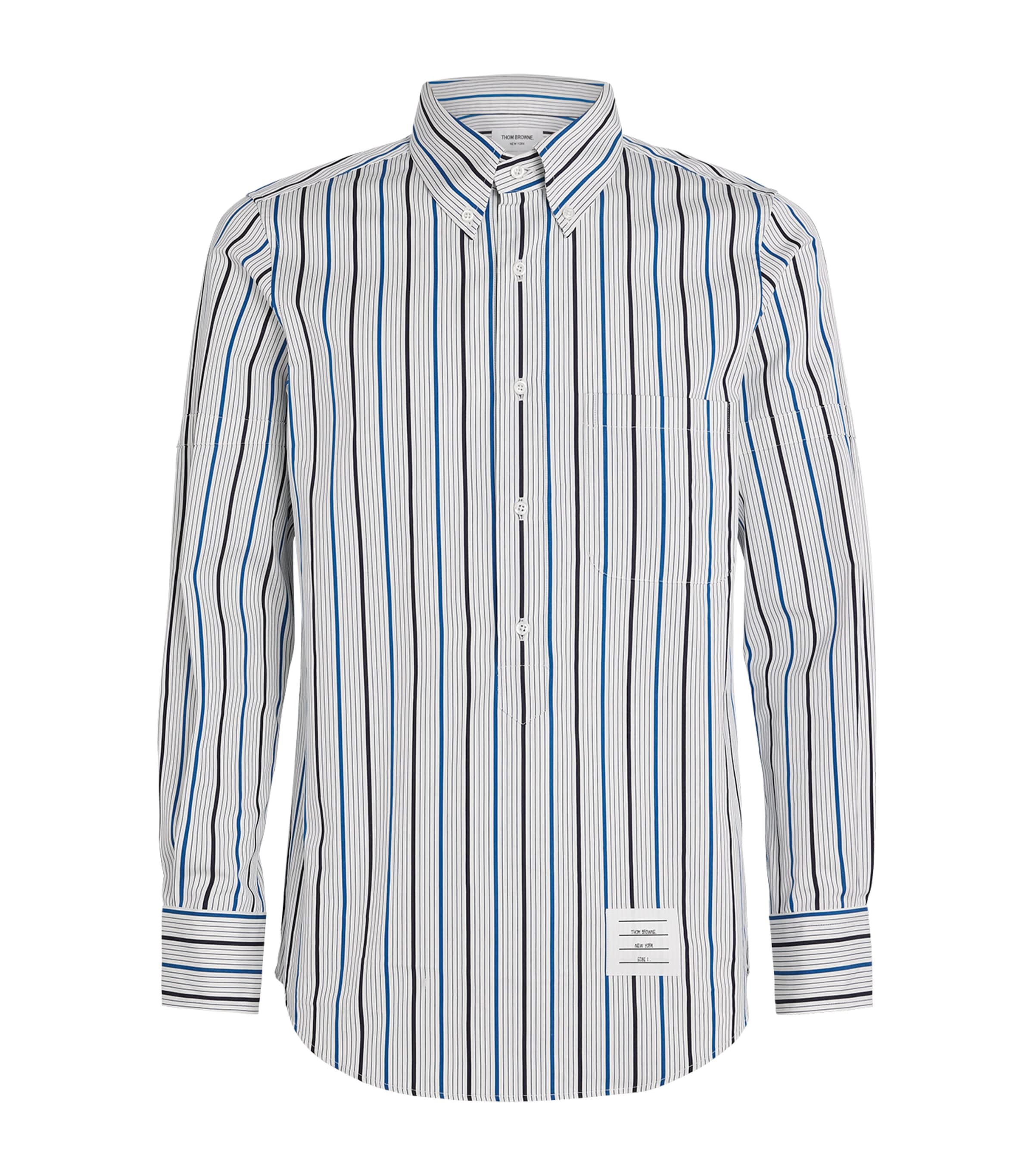 Thom Browne Mens Cotton Stripe Shirt Medium Blue