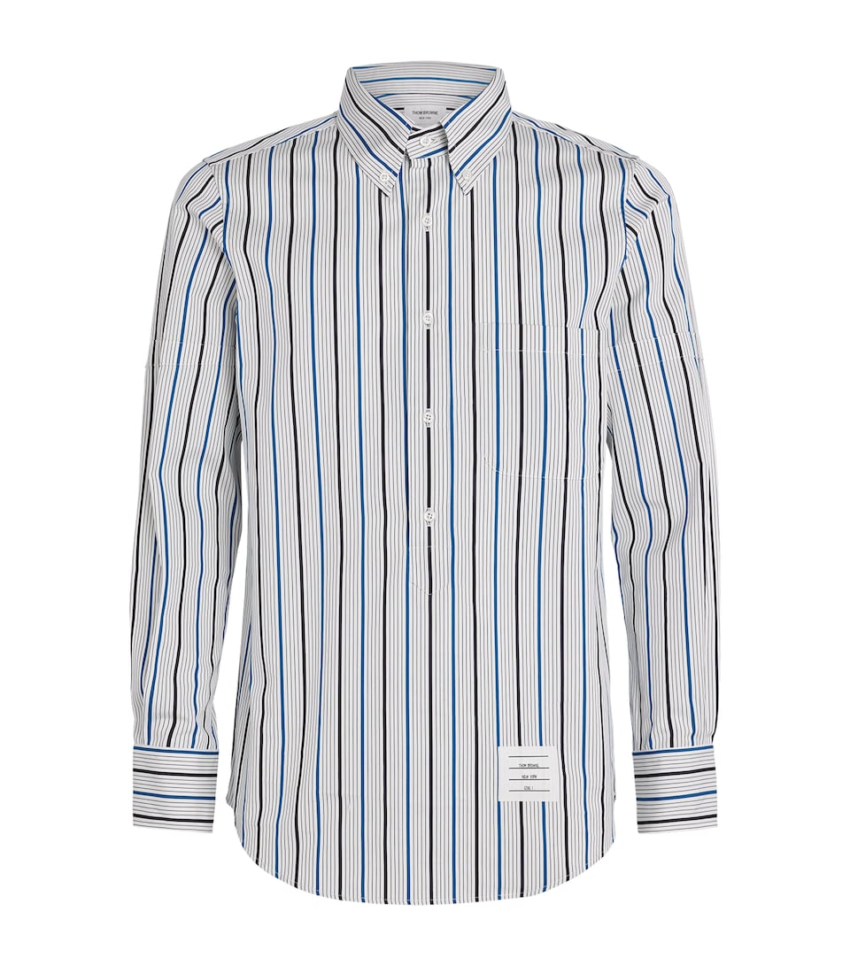 Thom Browne Mens Cotton Stripe Shirt Medium Blue