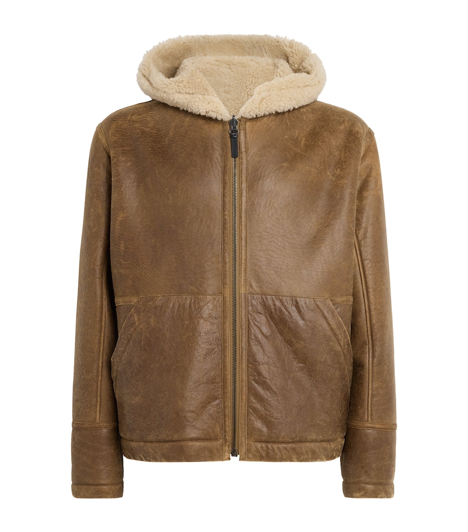 Yves Salomon Mens Shearling Reversible Hooded Jacket Aviateur