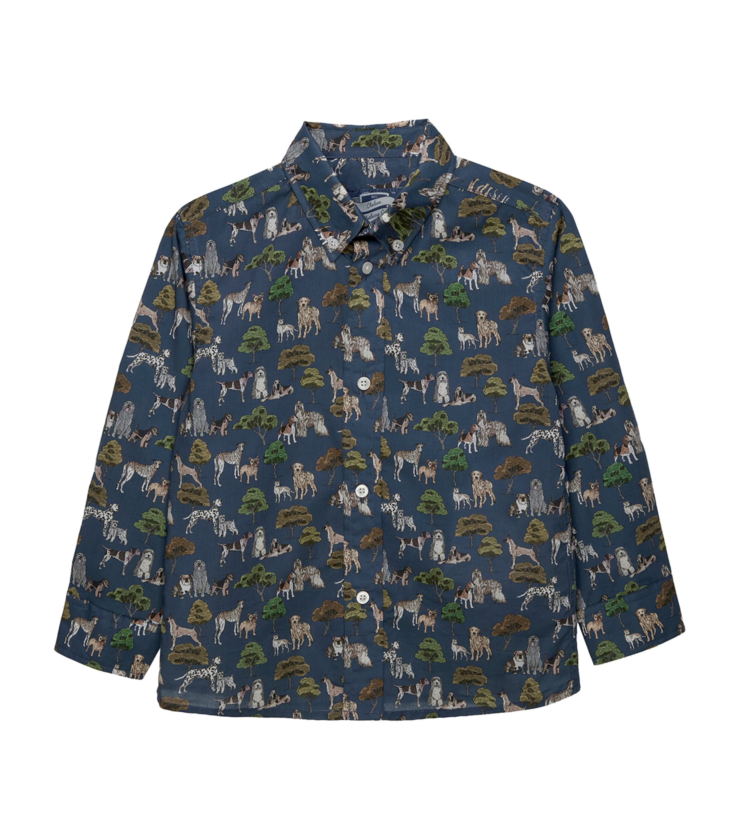 Trotters Cotton Hyde Park Hounds Shirt (6-11 Years) Navy