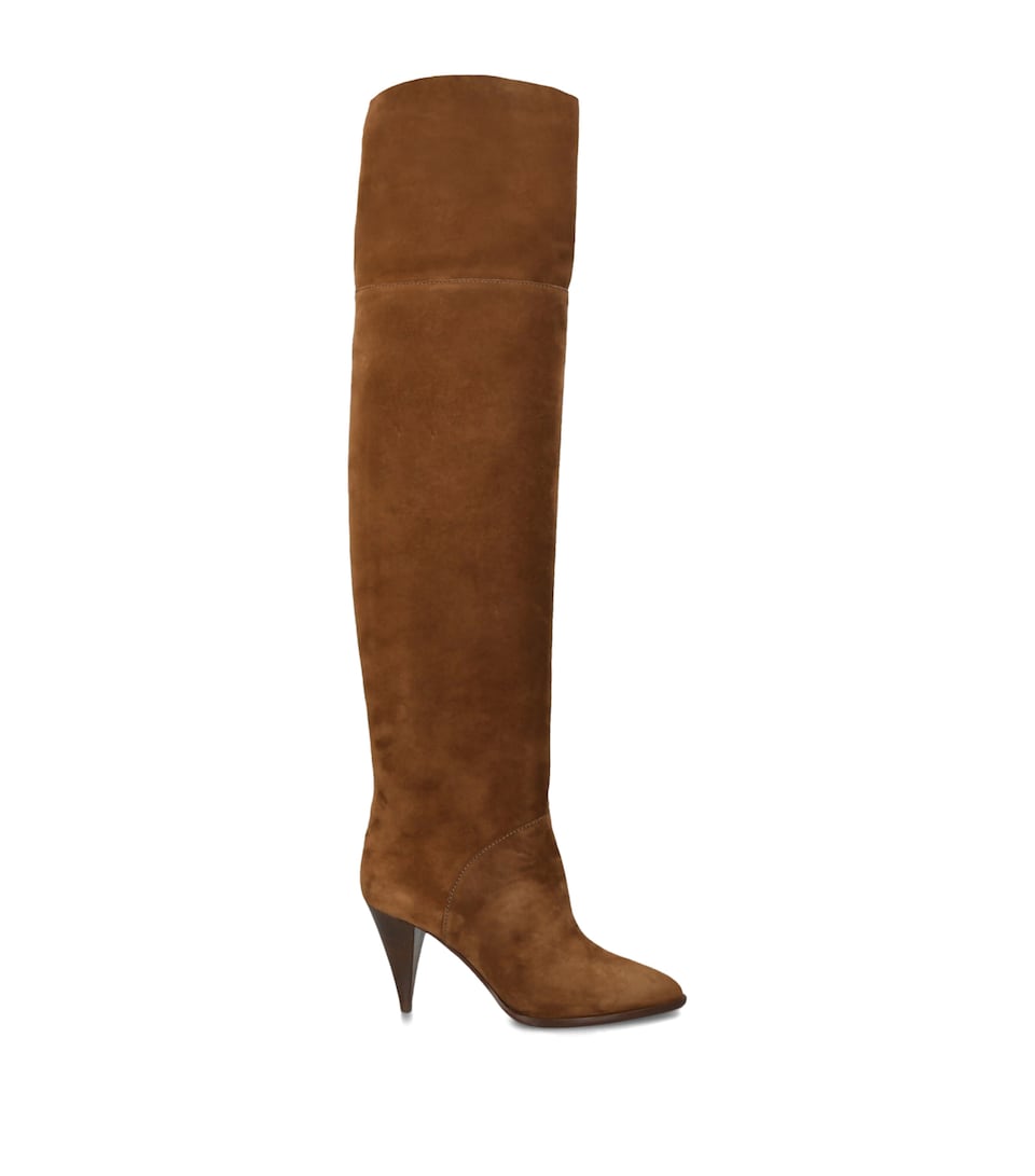 Casadei Suede Venus Over-The-Knee Boots Mid Brown