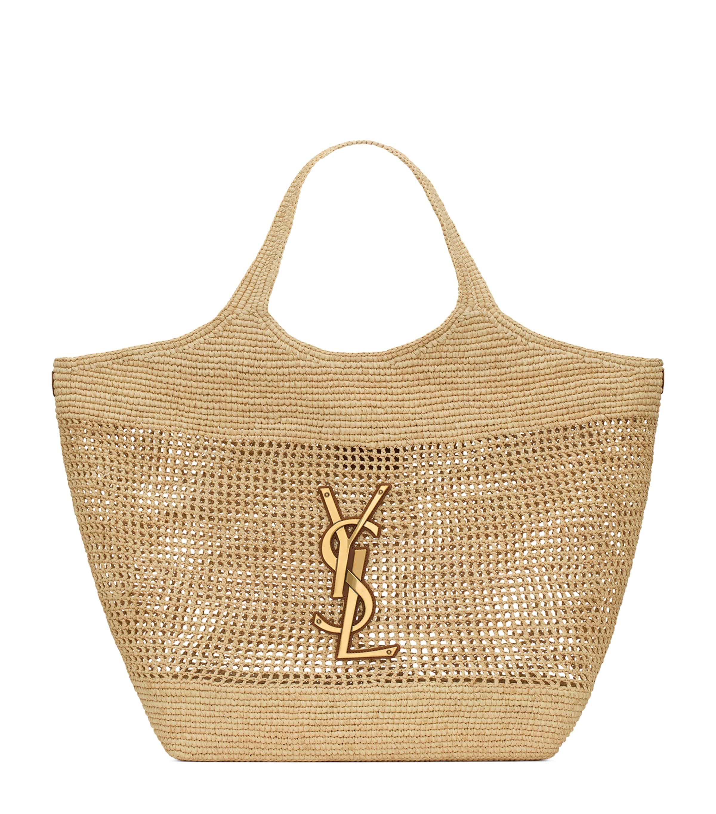Saint Laurent | Oxalis Raffia ショルダーバッグ SAINT LAURENT Oxalis leather-trimmed raffia shoulder bag