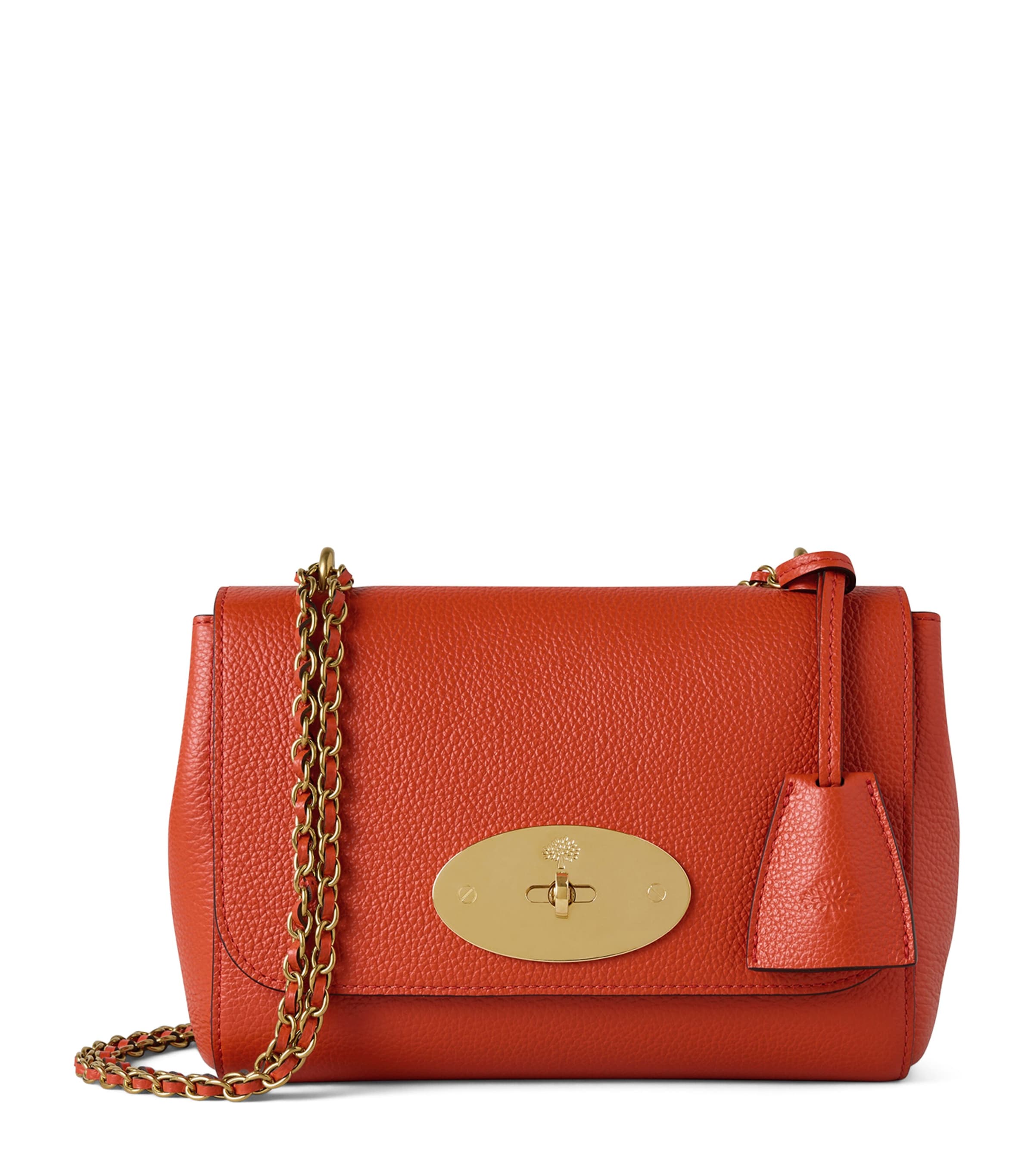Mulberry Leather Lily Shoulder Bag Coral Orange