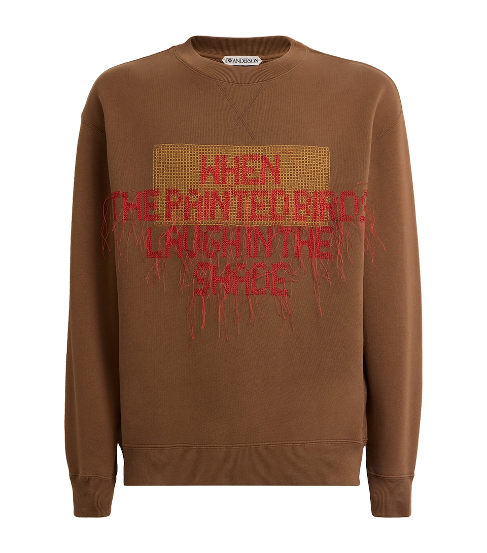 JW Anderson Mens x Patrick Carroll Painted Birds Sweatshirt Walnut
