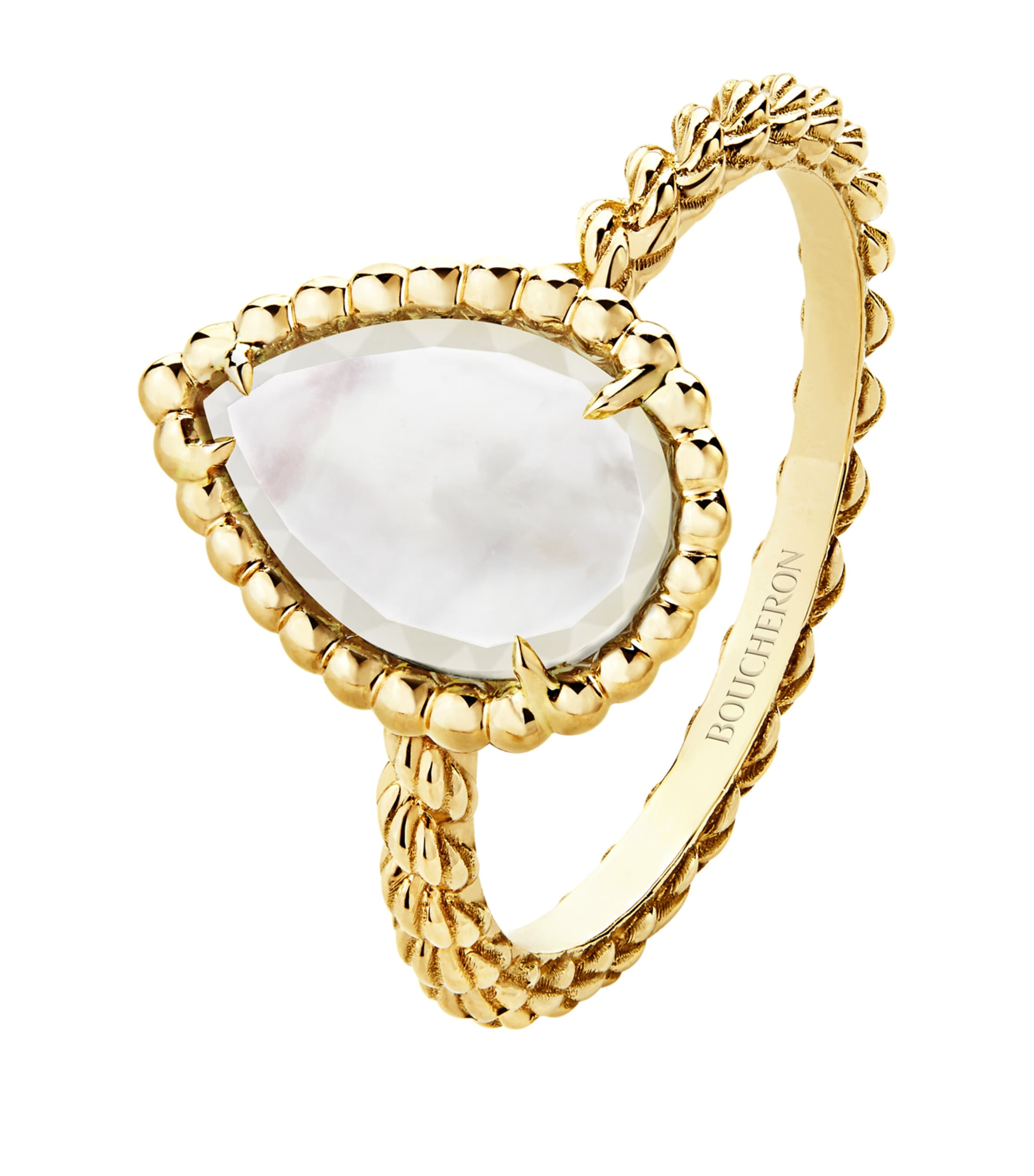 Yellow Gold Mother-of-Pearl Serpent Bohème Ring