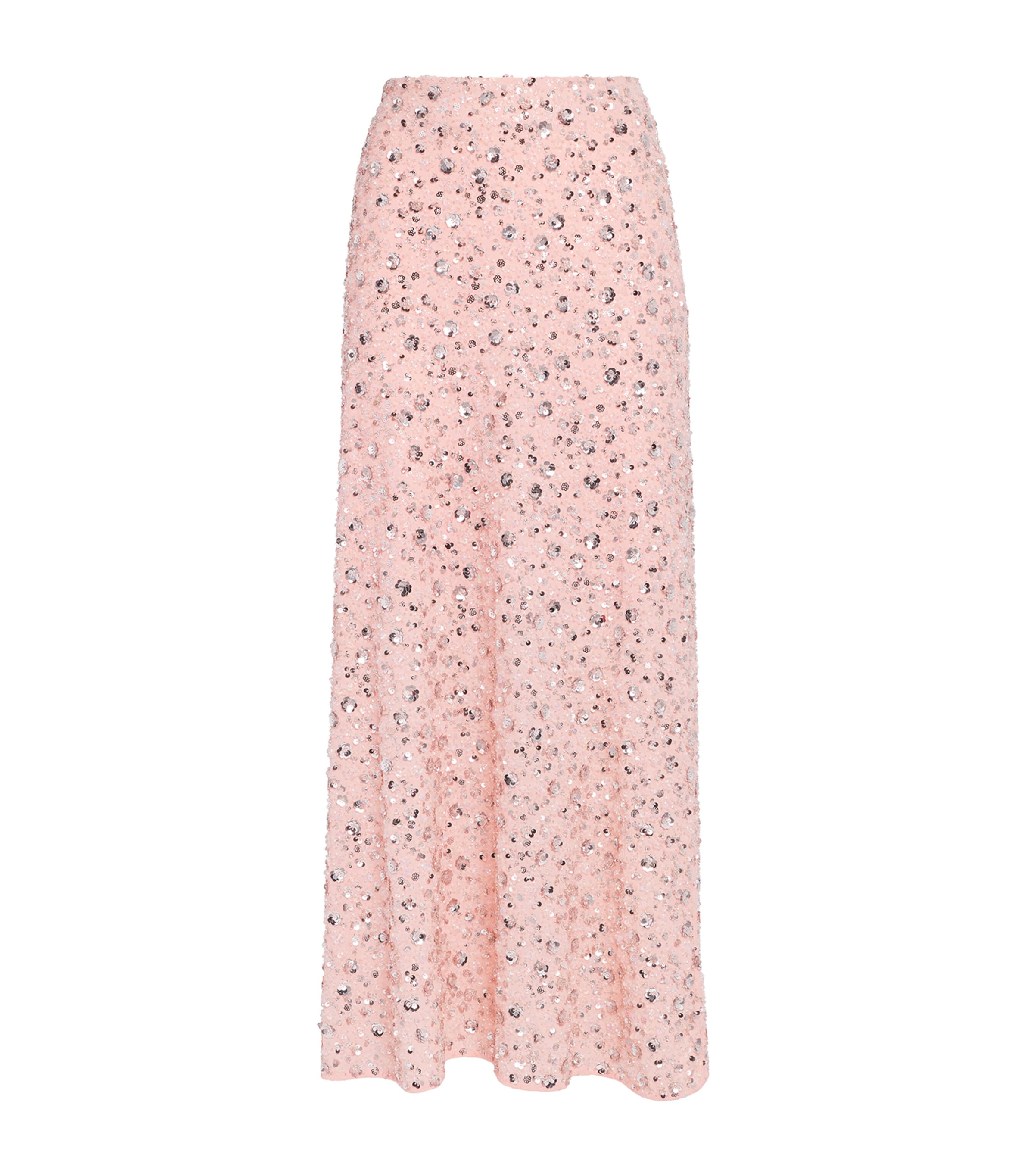Rabanne Womens Sequin Embellished Floral Midi Skirt Lght Flwr Embroidery