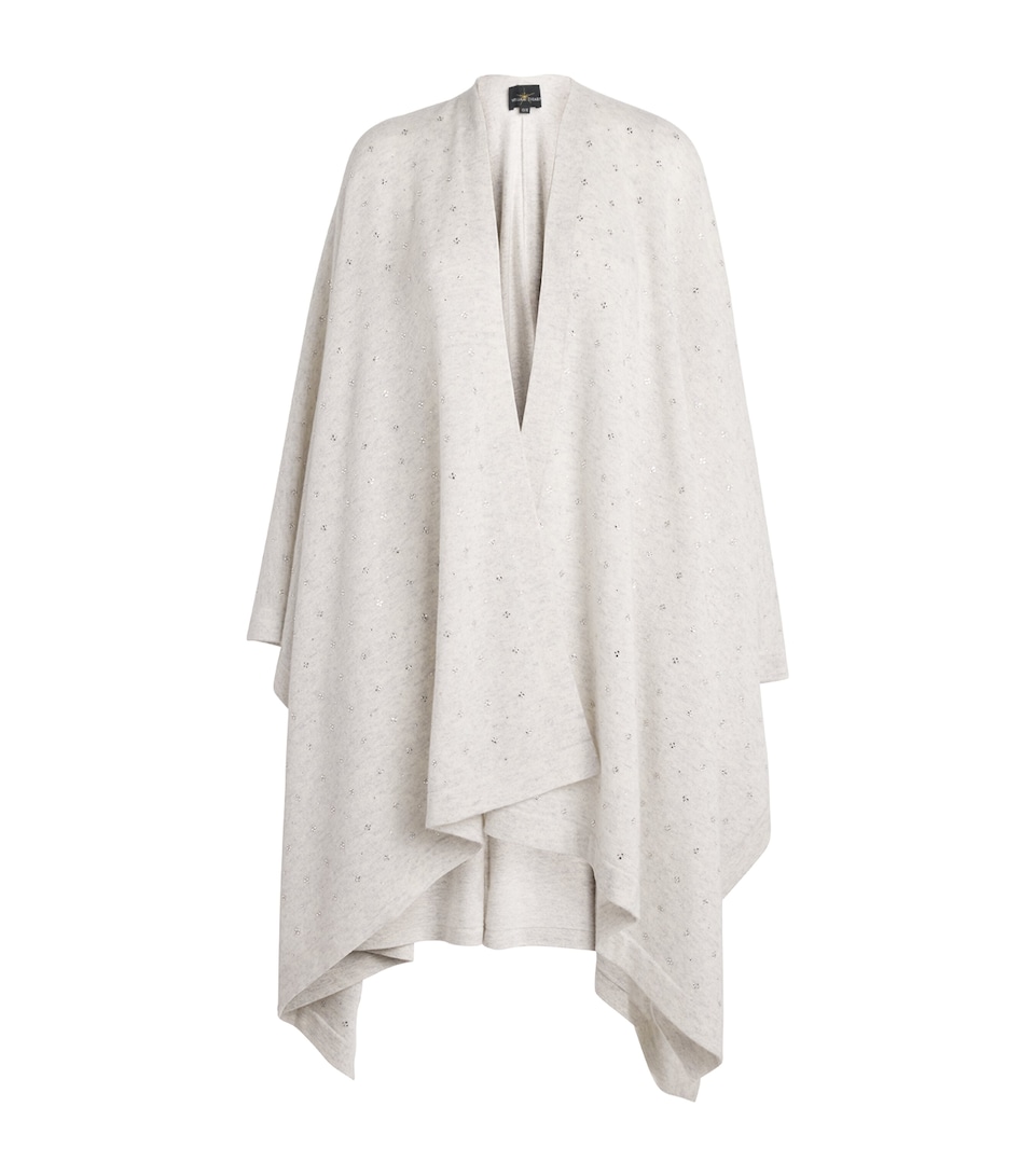 William Sharp Womens Cashmere Crystal-Embellished Cape Silverhaze Crystal