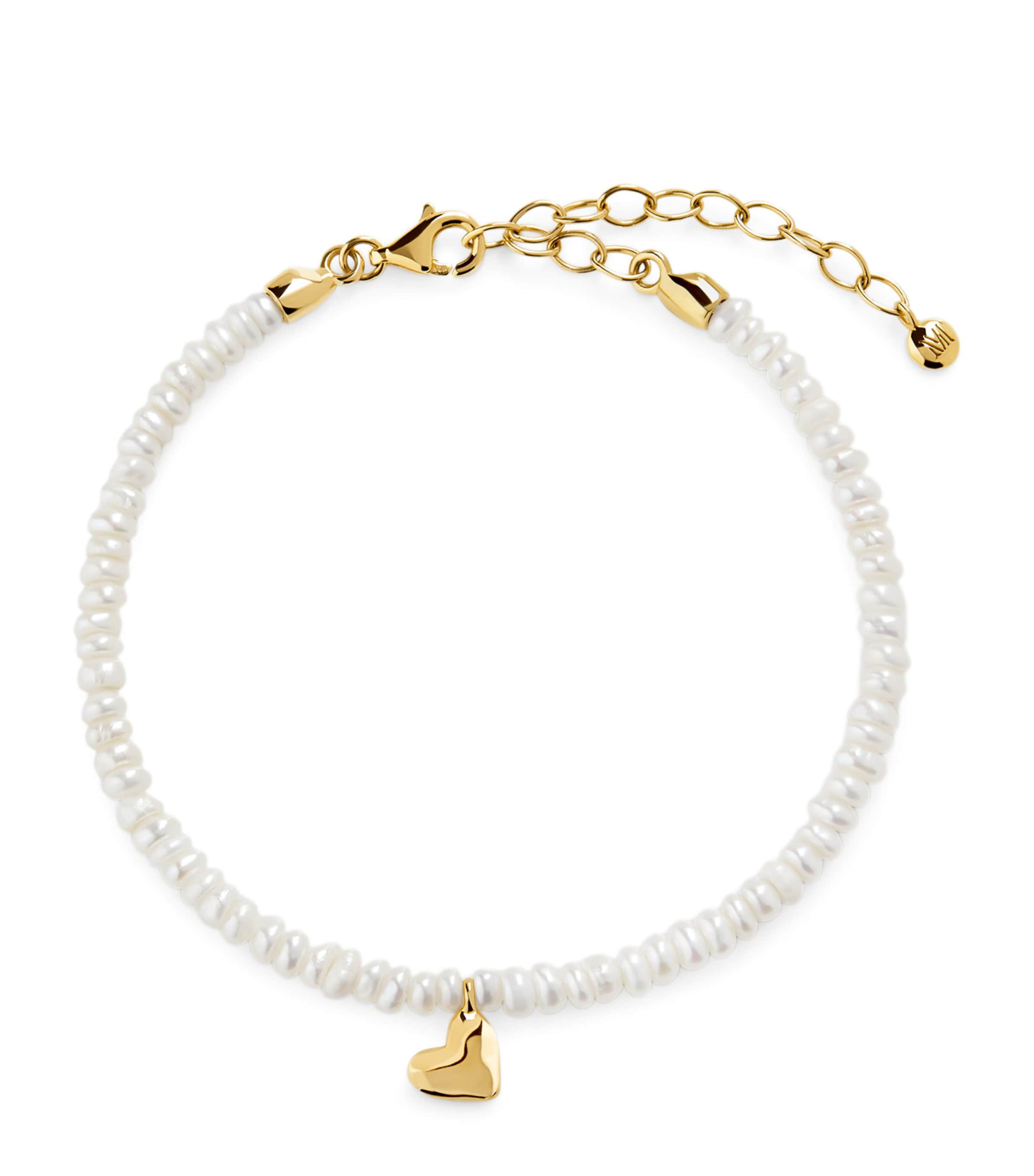 Gold Vermeil and Freshwater Pearl Heart Bracelet
