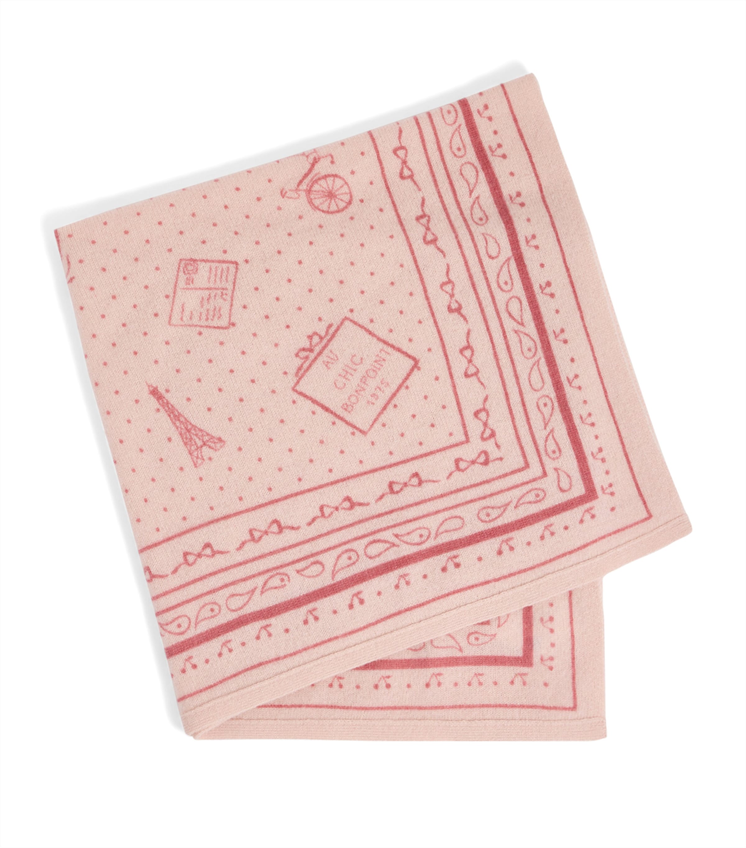 Bonpoint Cashmere Jacquard Scarf Rose Poudre