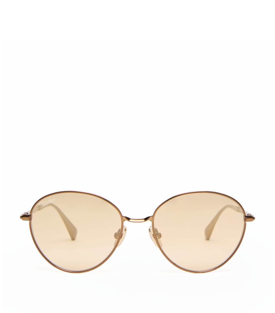 Max Mara Metal Oval Sunglasses Camel