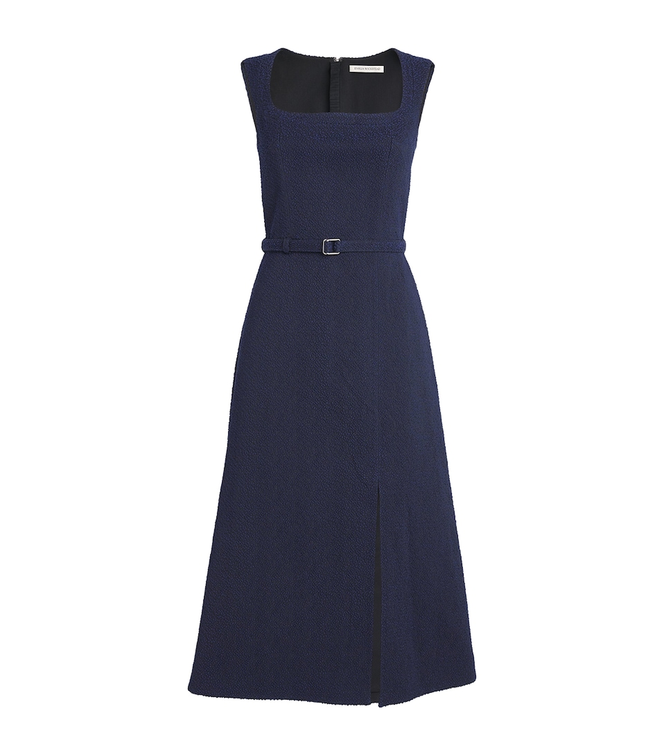 Cotton-Blend Belted Pinah Midi Dress