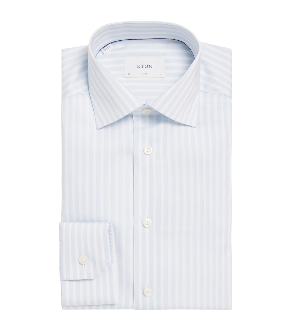 Cotton Twill Stripe Slim Shirt