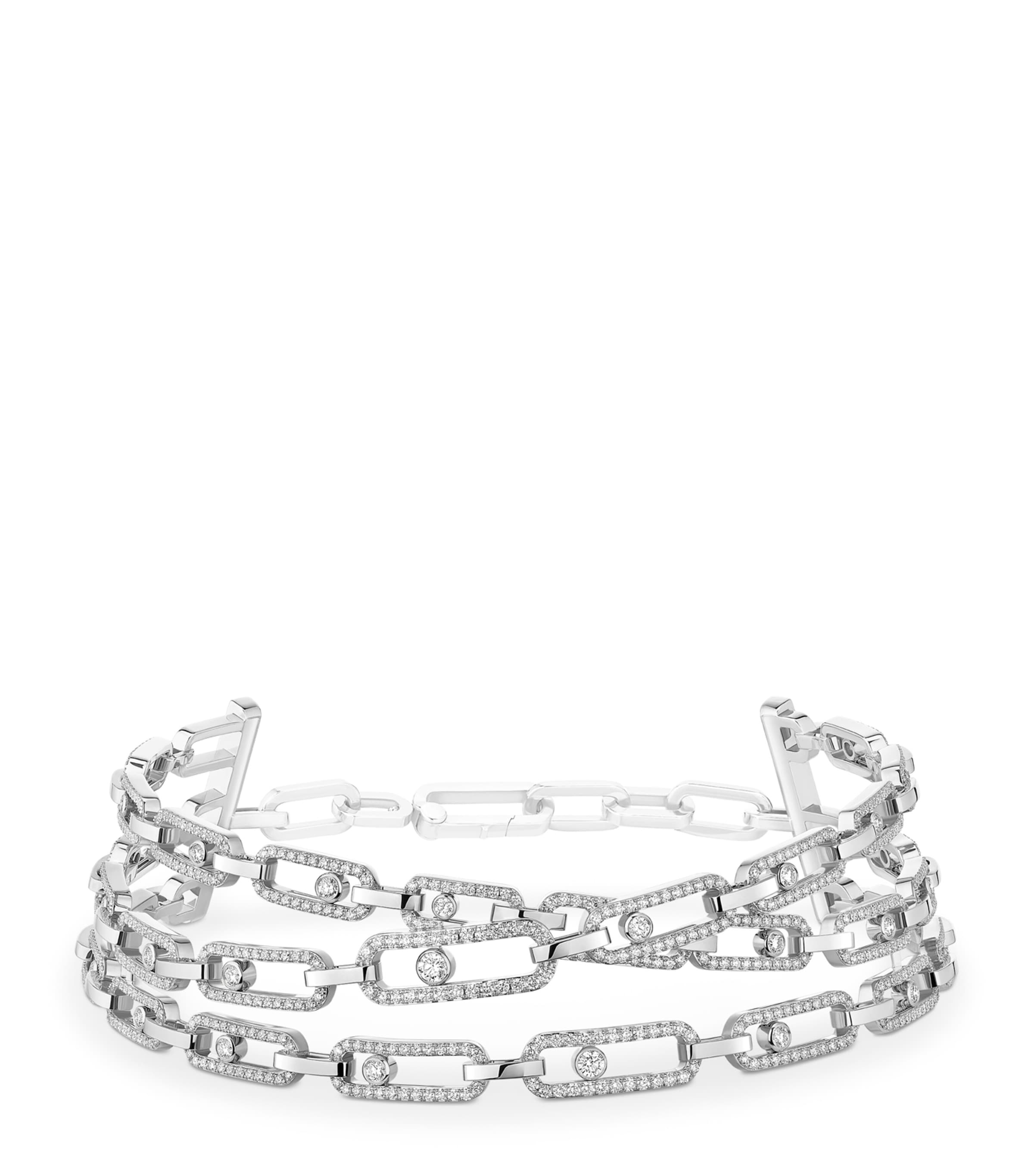 Messika Move Link White Gold and Diamond Multi-Row Choker Necklace White Gold