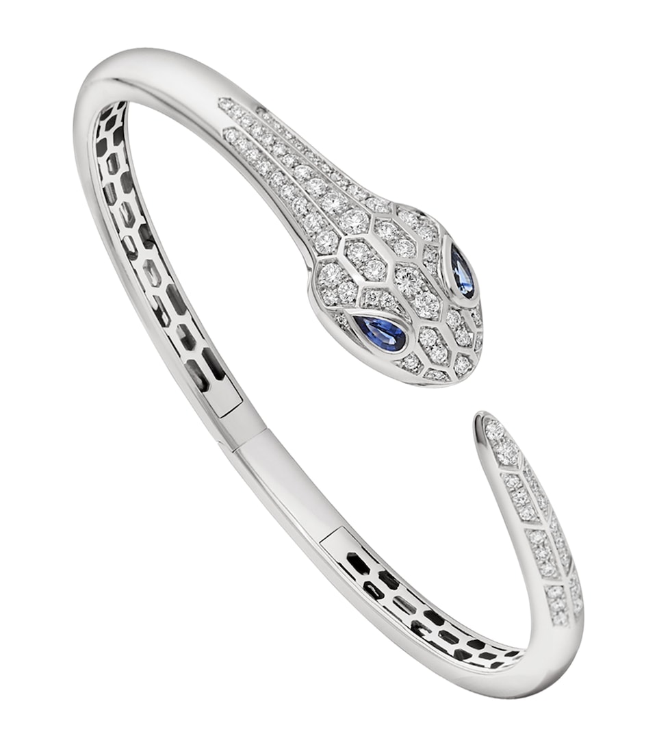 White Gold, Diamond and Sapphire Serpenti Bangle